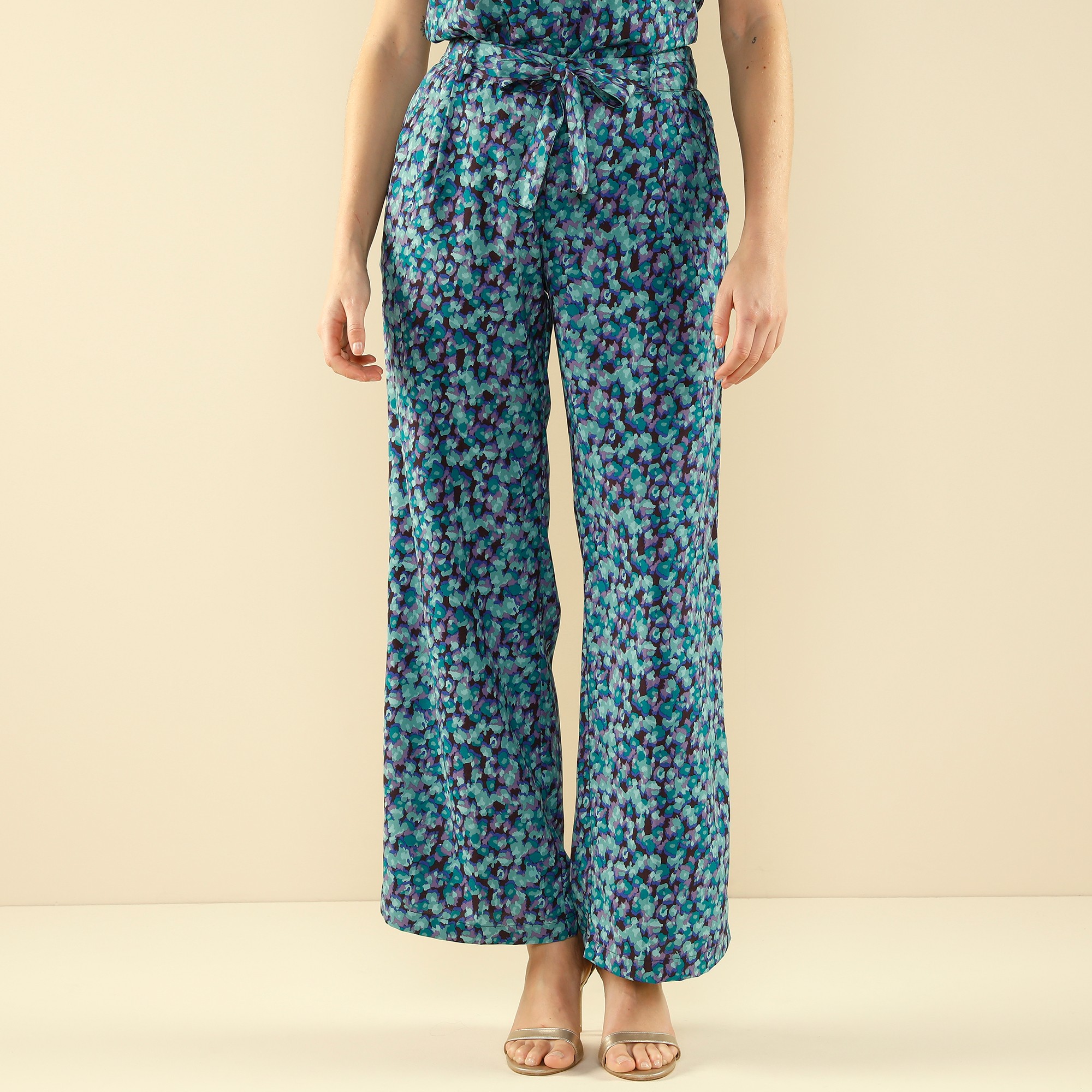 Pantalon Imprimé Minimaliste Large Et Fluide - Blancheporte