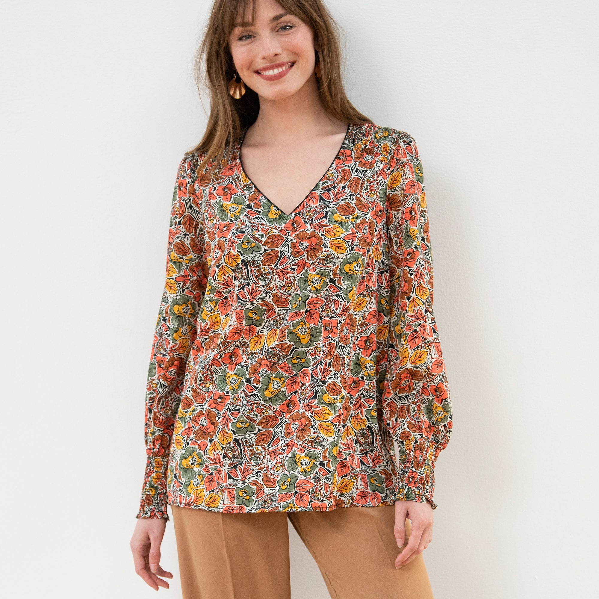 Blouse Smocks Épaules Imprimé Fleuri - Blancheporte