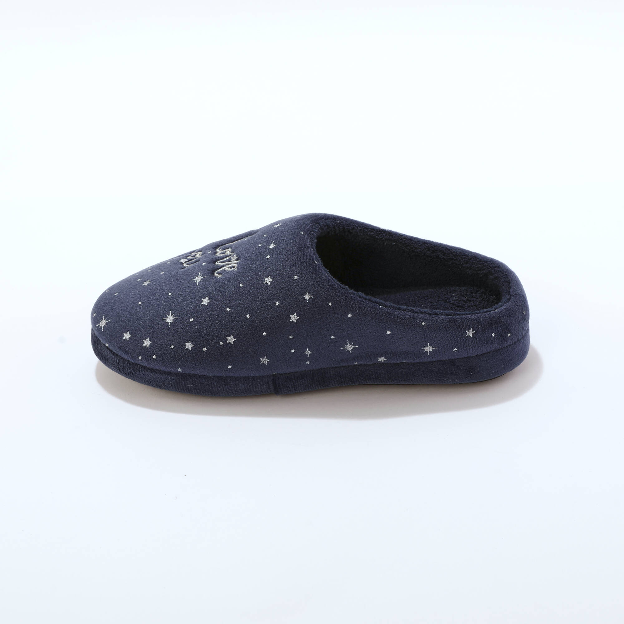 Chaussons mules polaire brods texte - Blancheporte 18 €