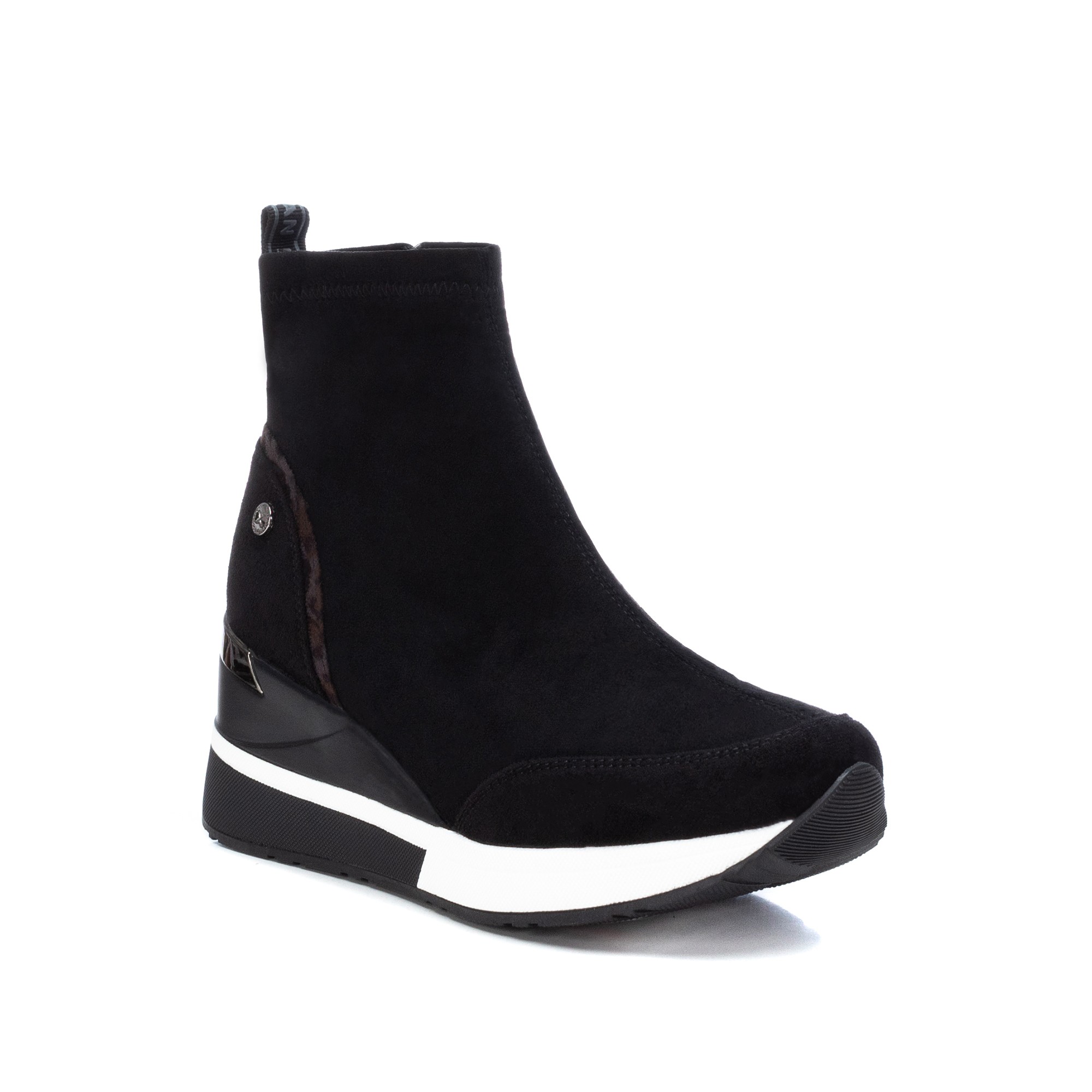 Baskets chaussettes montantes compens es enfiler noir