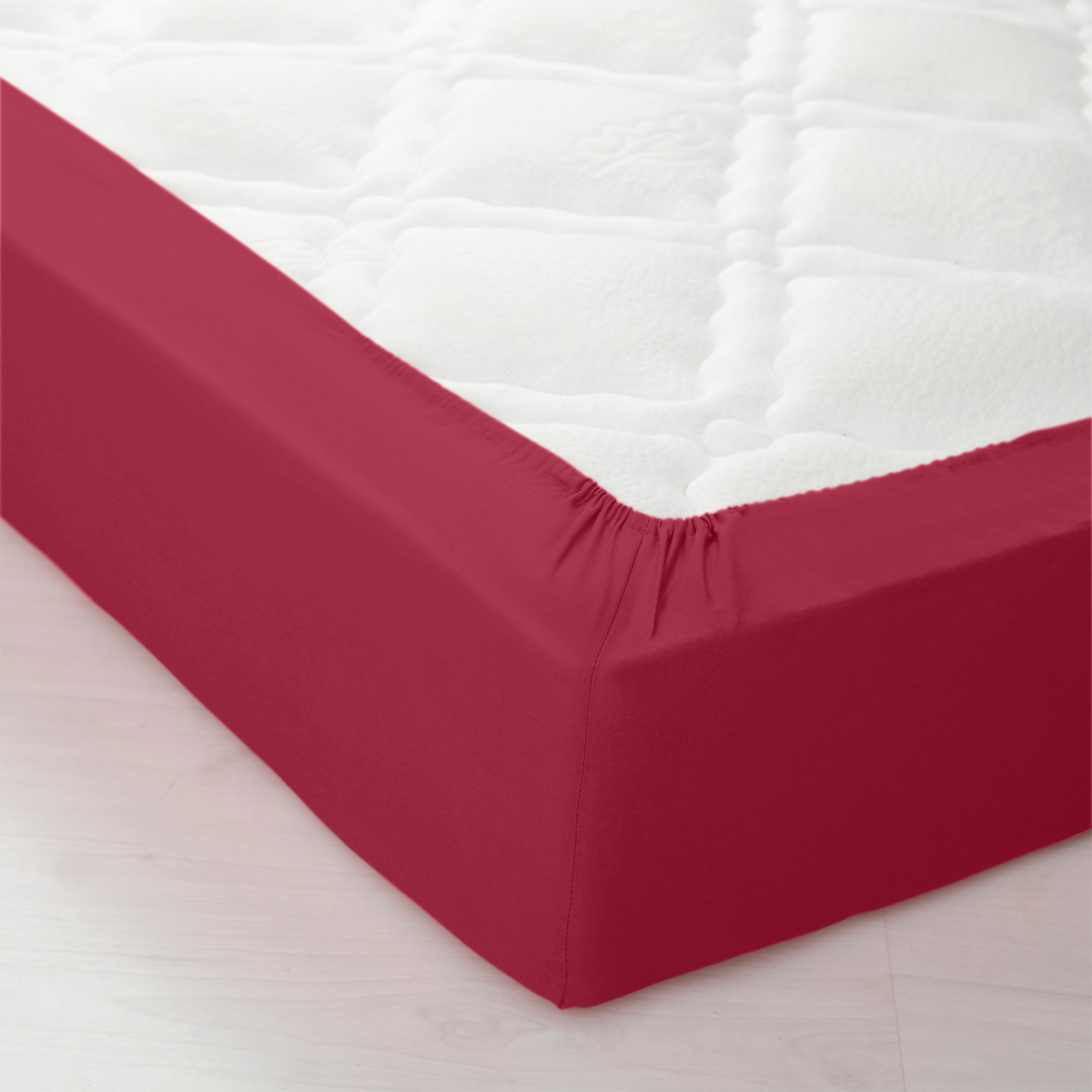 Drap-housse uni jersey bonnets 26 cm - Drap-housse 2 Personnesonnes : 160x200cm - Rose - Colombine