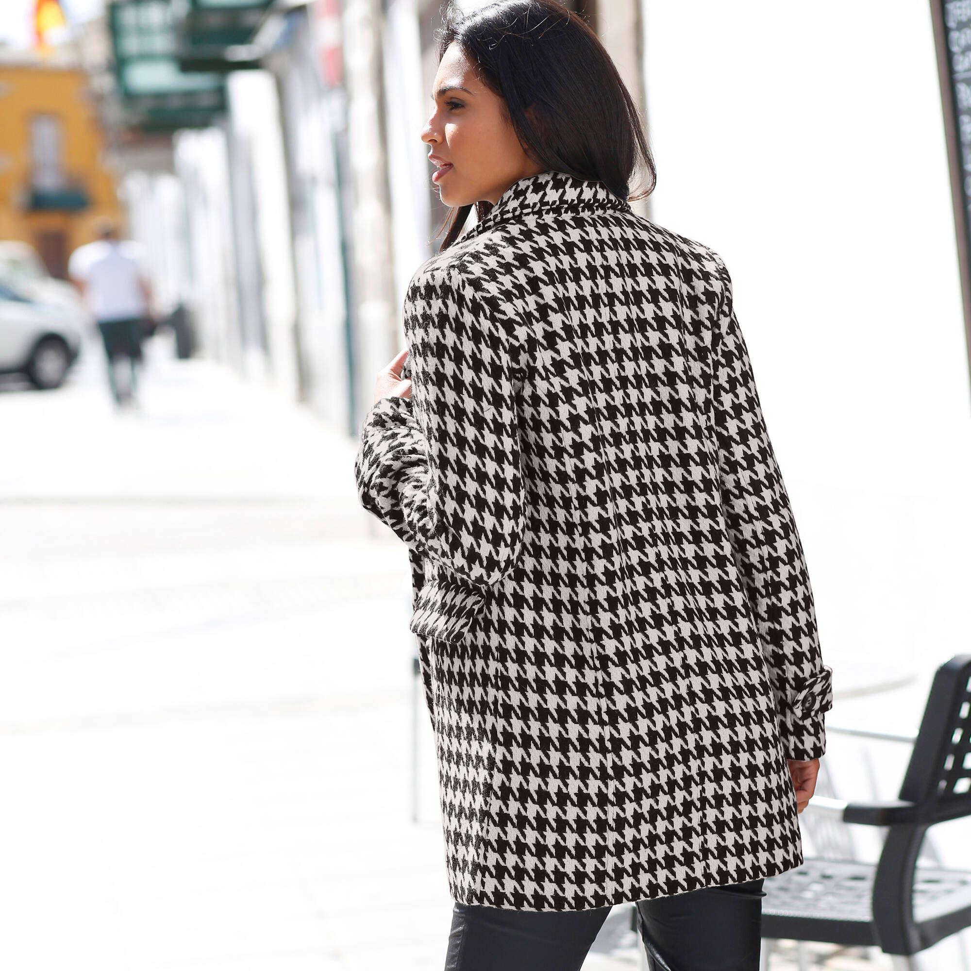 Manteau laine pied de poule outlet