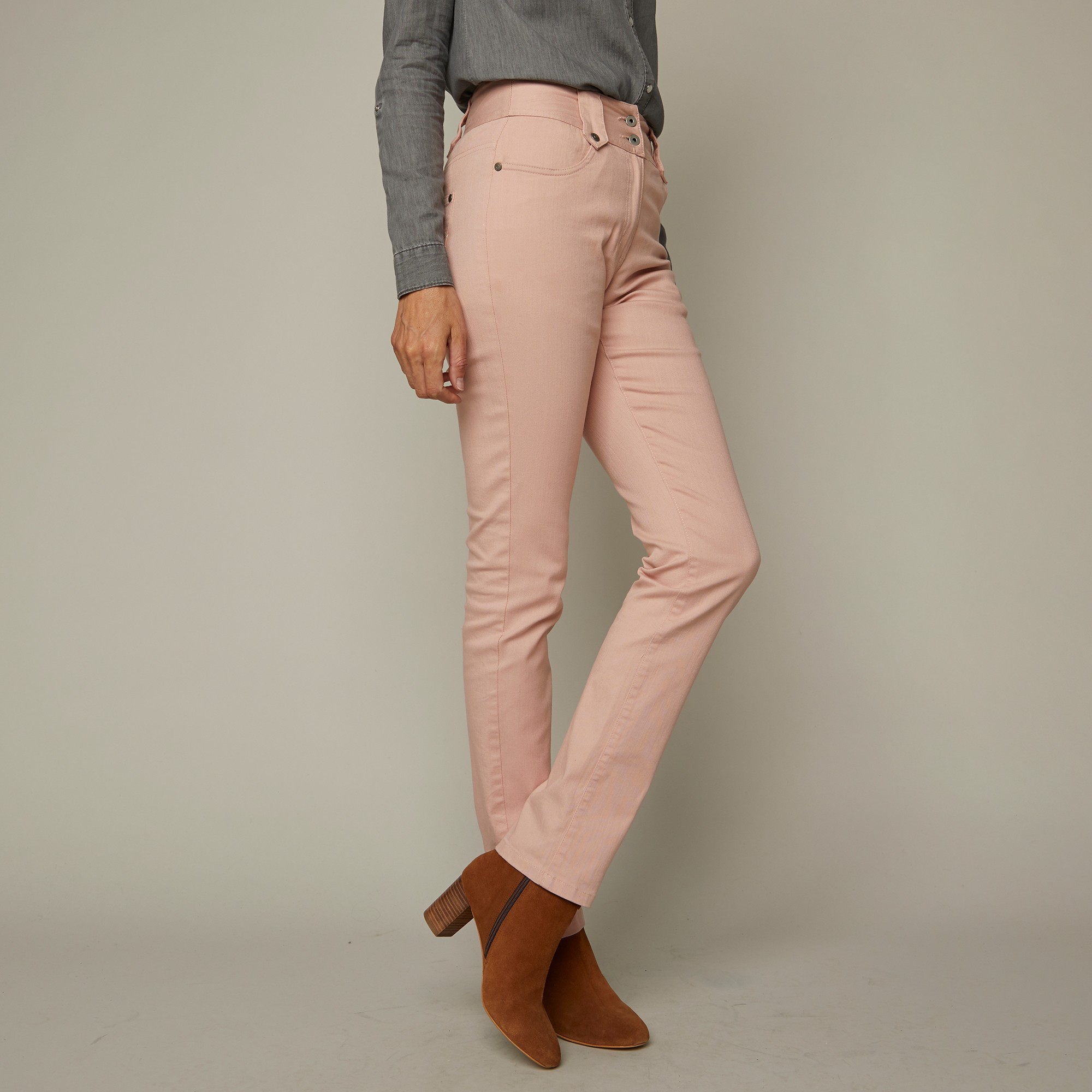 Pantalon droit taille haute grande stature beige ros Blancheporte