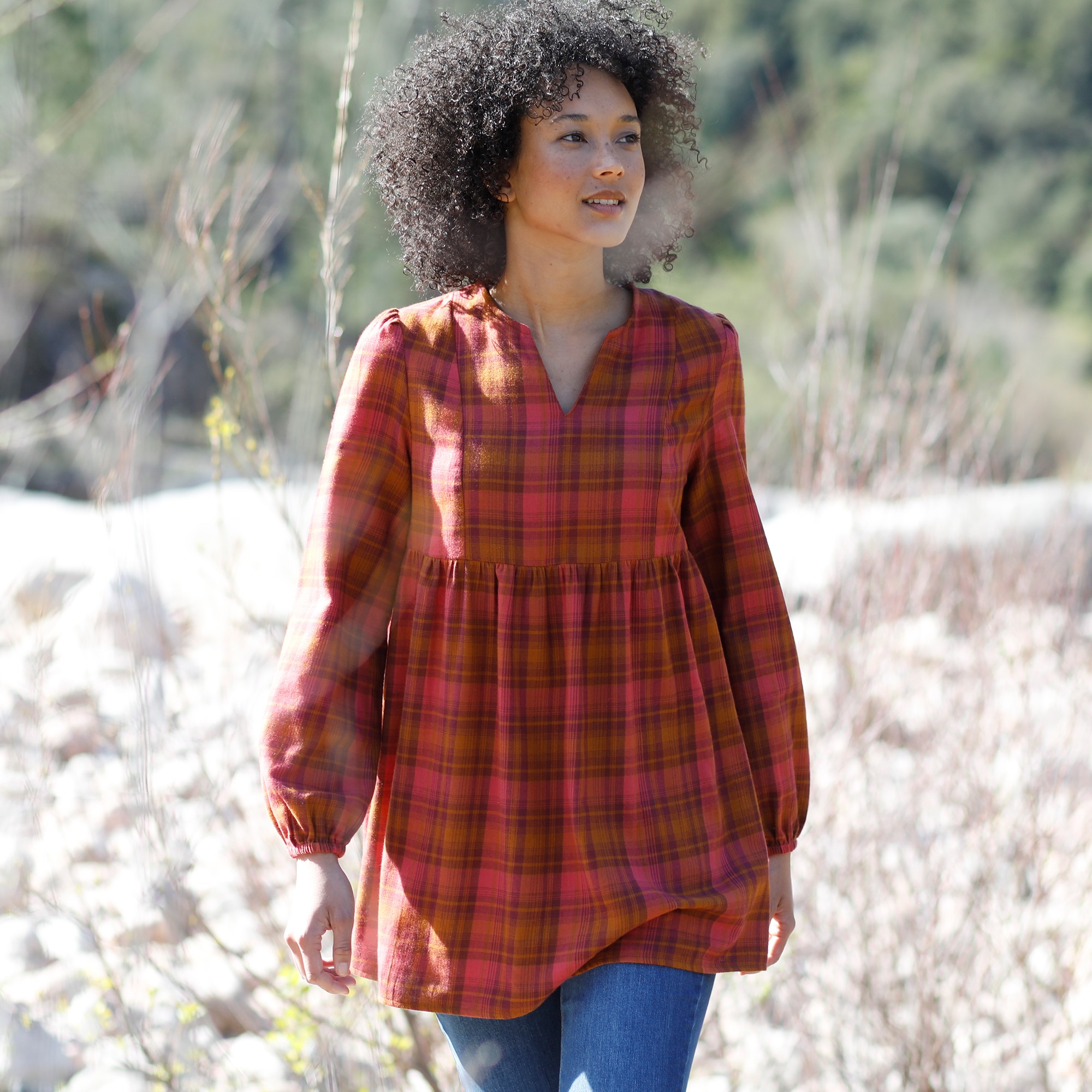 Blouse Flanelle Ample, Carreaux Tissés-teints - Blancheporte