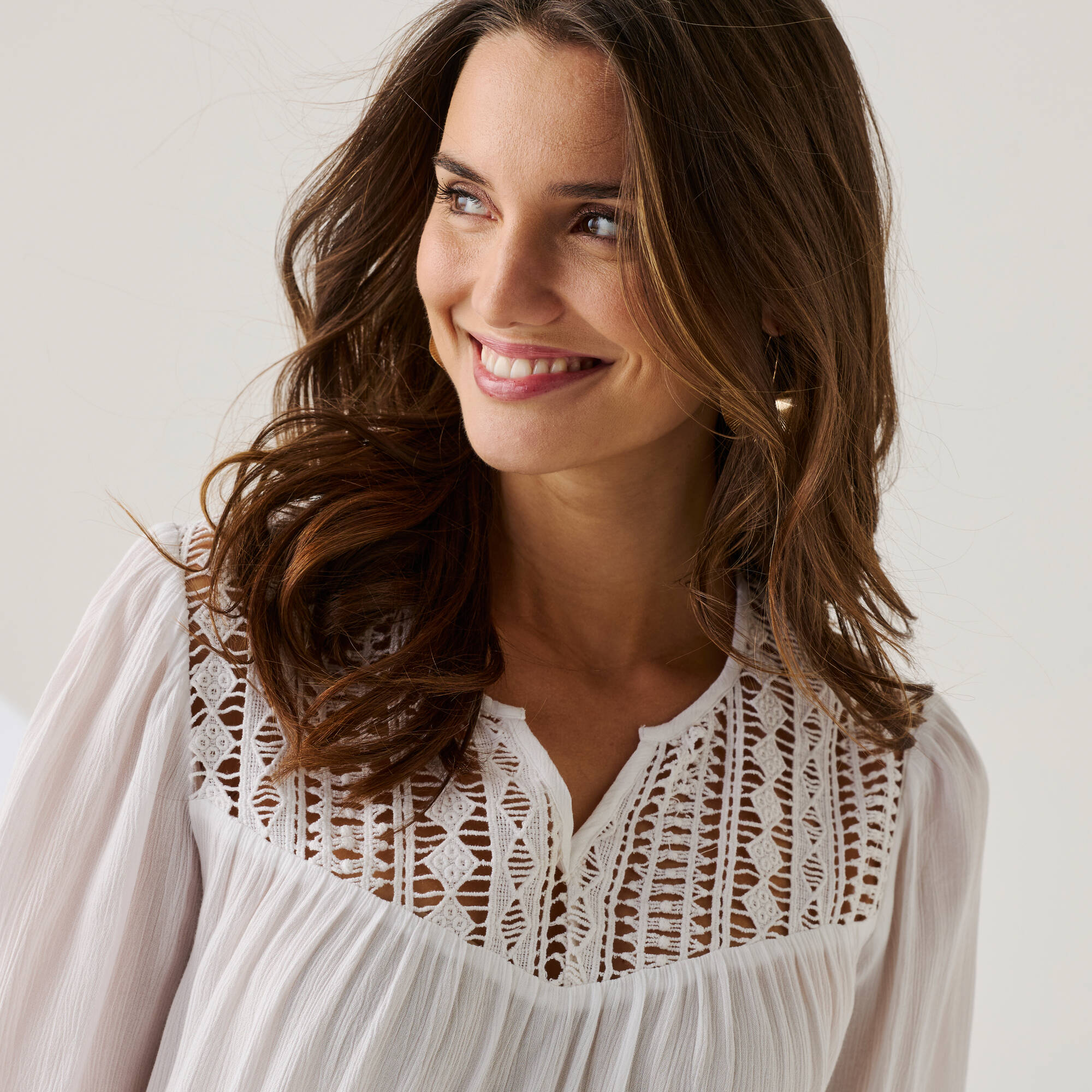 Blouse macramé manches 3/4 - Blancheporte