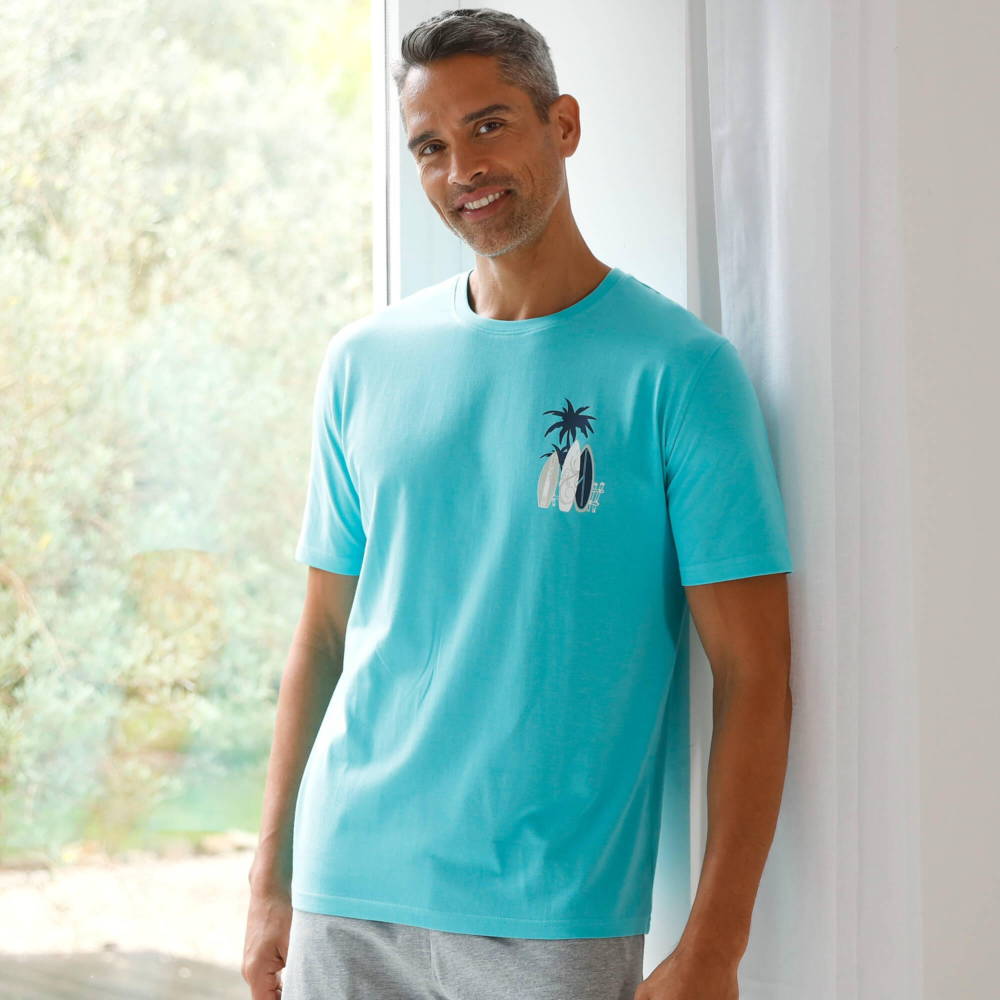 Tee-shirt pyjama manches courtes motif surf - Blancheporte