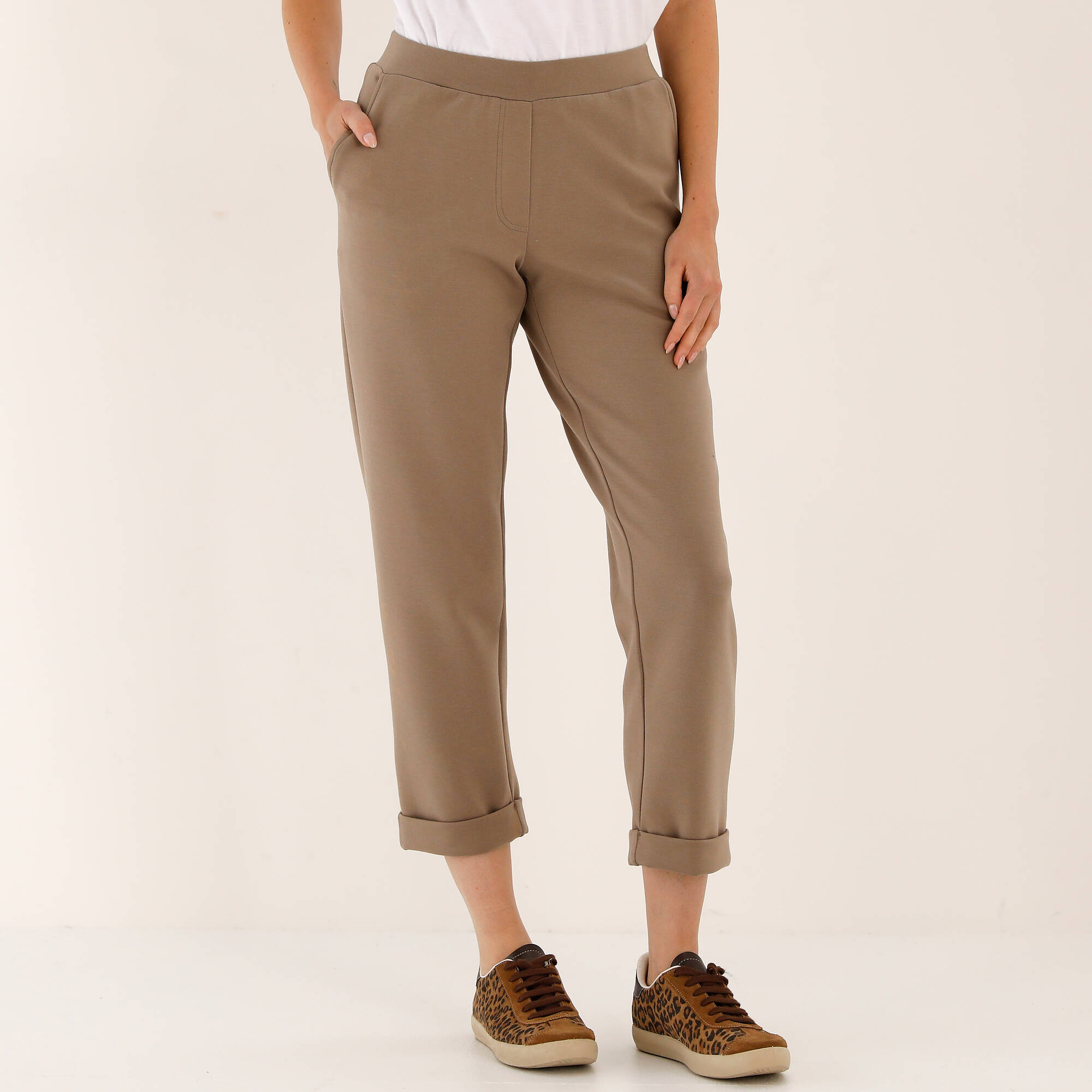 Pantalon 7/8ème à revers, en maille confort - Blancheporte