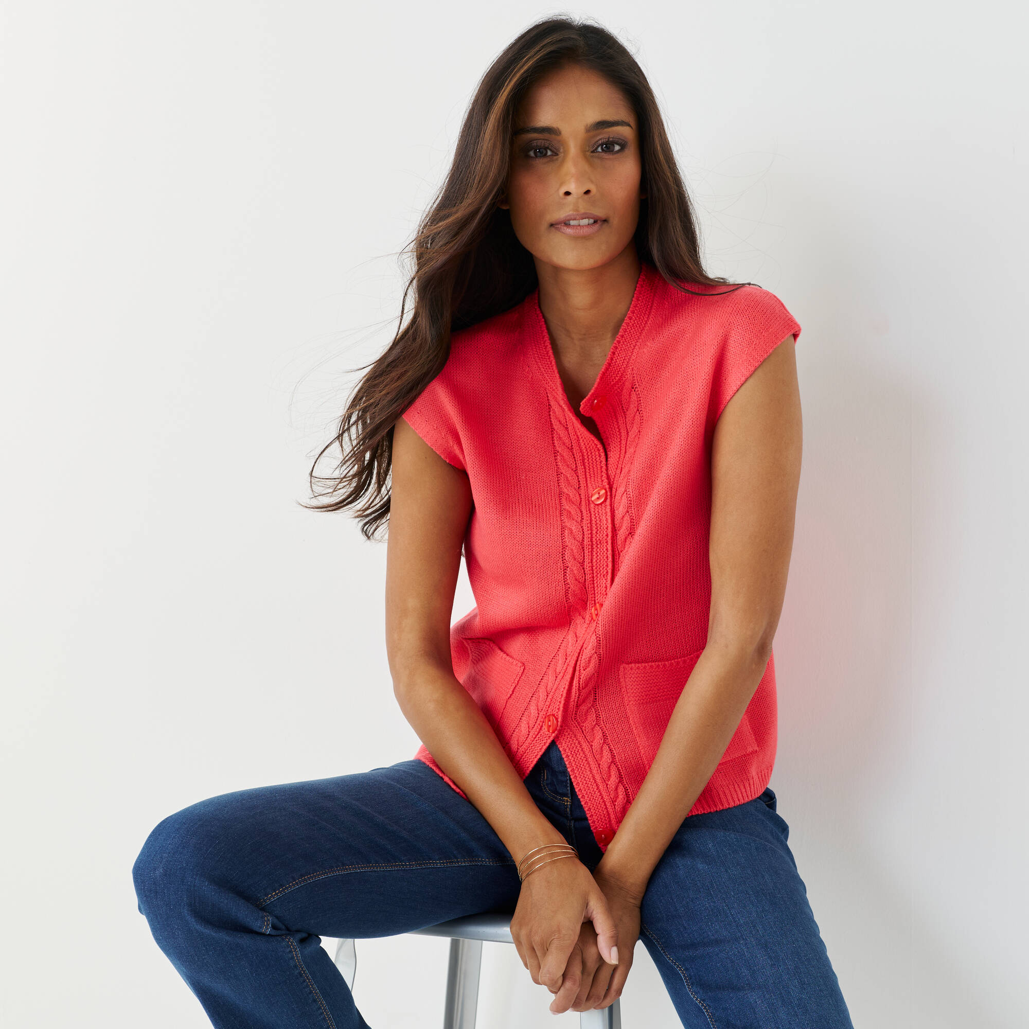 Ensemble 2 Pièces Glamorous : Haut Gilet Sans Manches Et Short, Rayé Rose/blanc, Taille 10