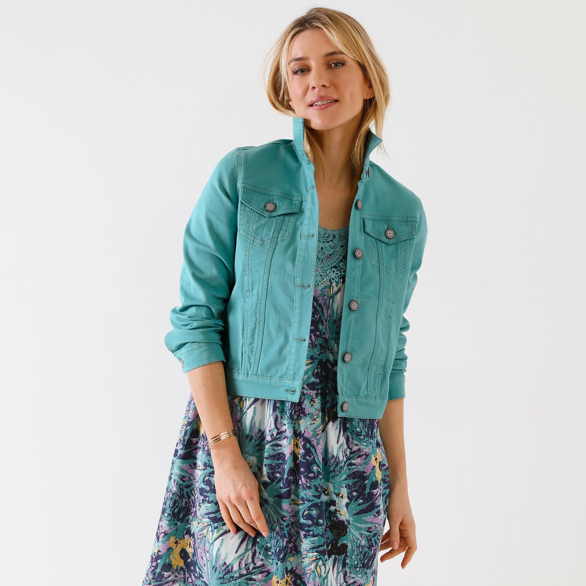 Veste en jean blanche porte online