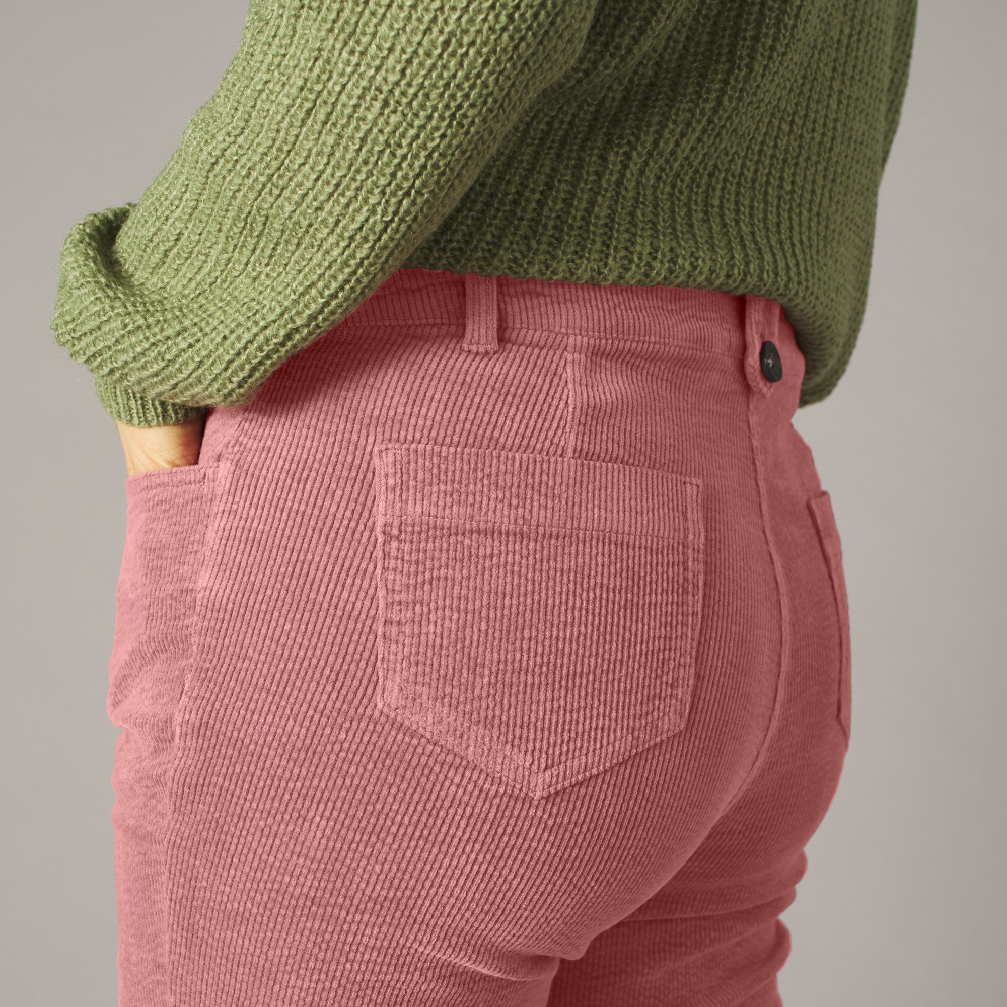 Pantalon droit velours c tel rose gris Blancheporte