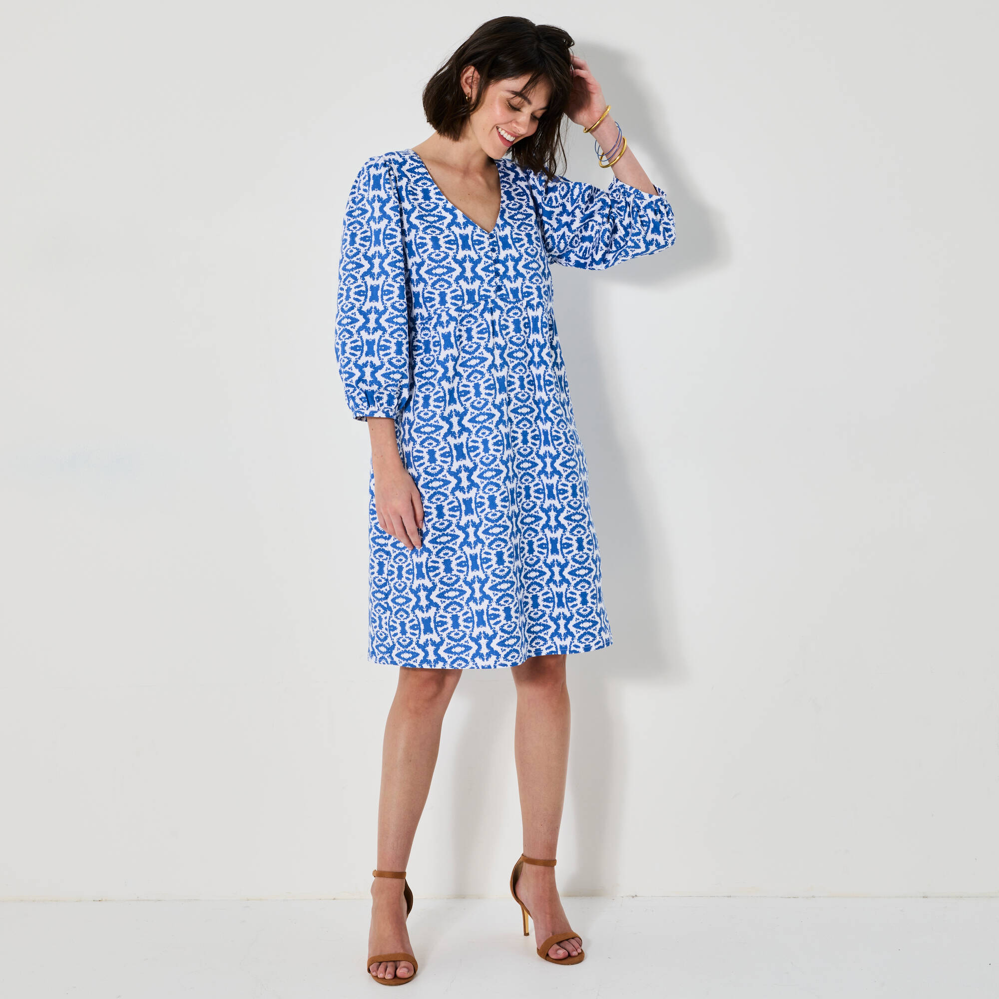 Robe Courte Évasée, Imprimé Ikat - Blancheporte