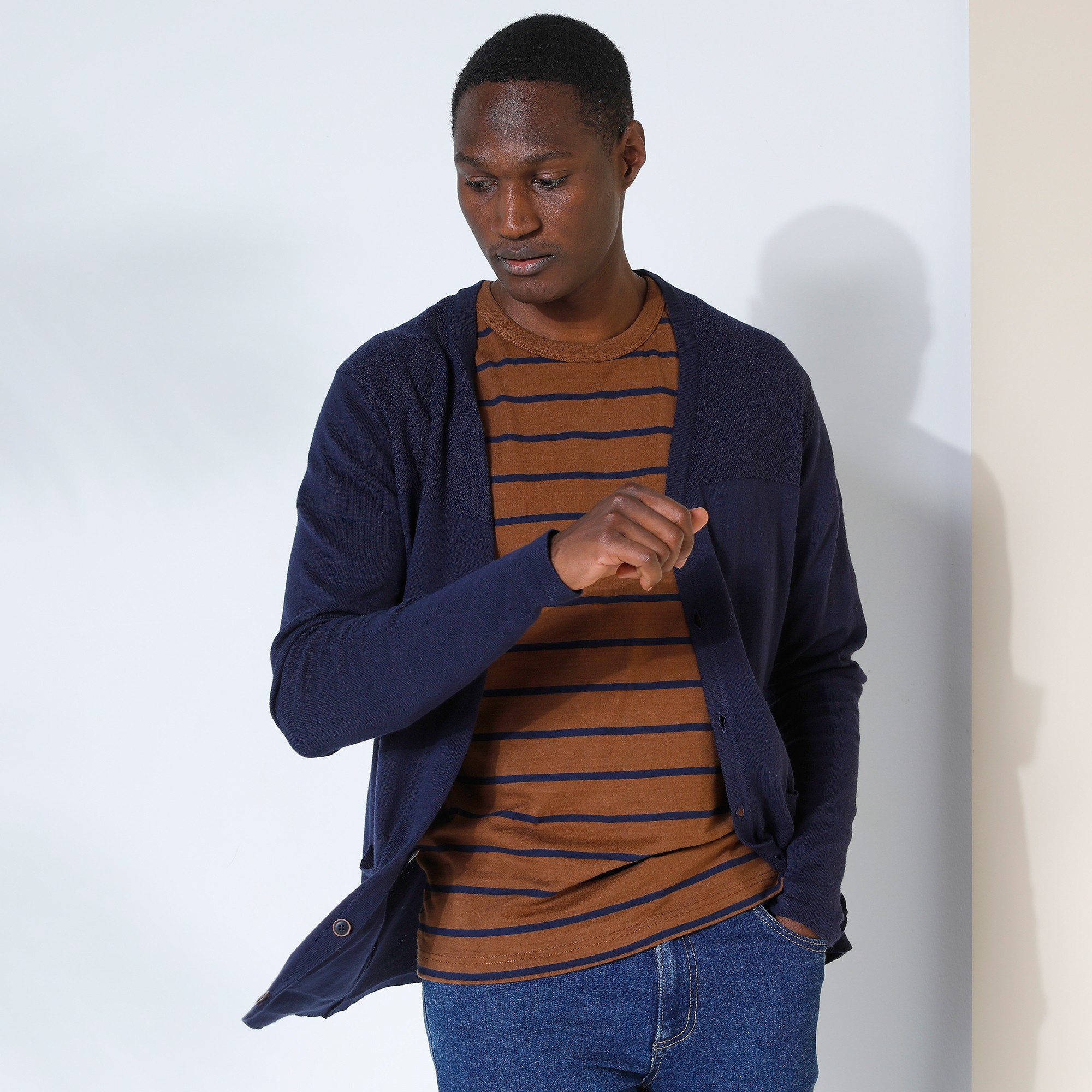 Gilet Col V Boutonné En Coton Mélangé - Blancheporte