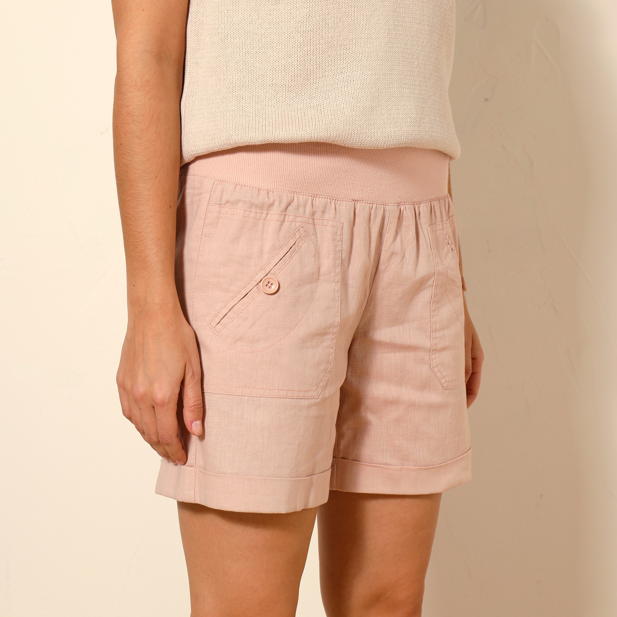 Short Droit À Revers, Lin Coton - Blancheporte