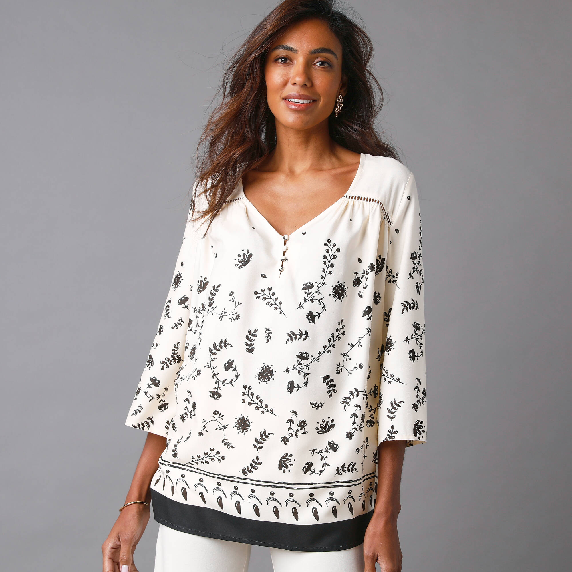 Tunique sans manches pour femme Blanc/noir, Noir , S