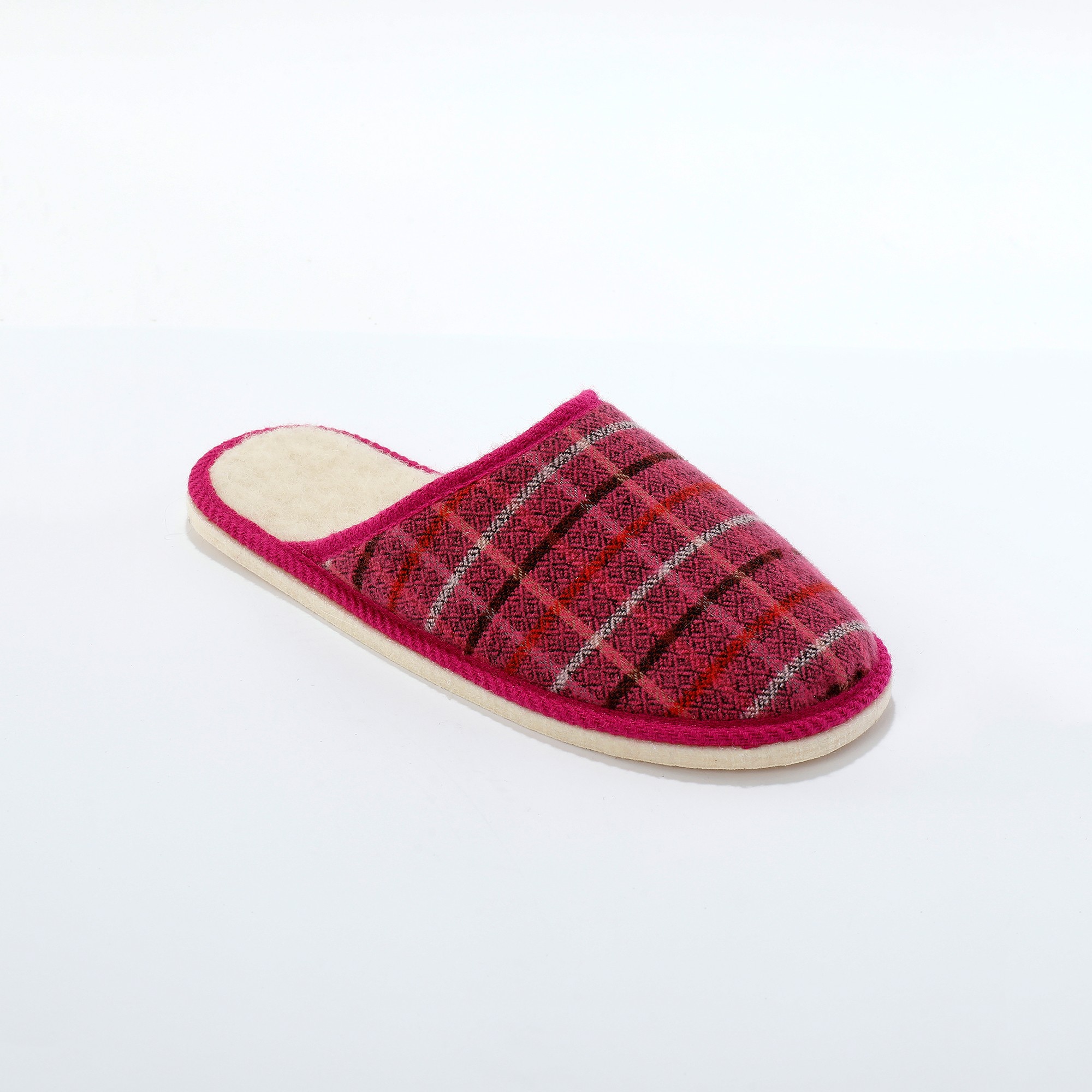 Chaussons Mules Plates Silencieuses - Imprimé Carreaux - Blancheporte