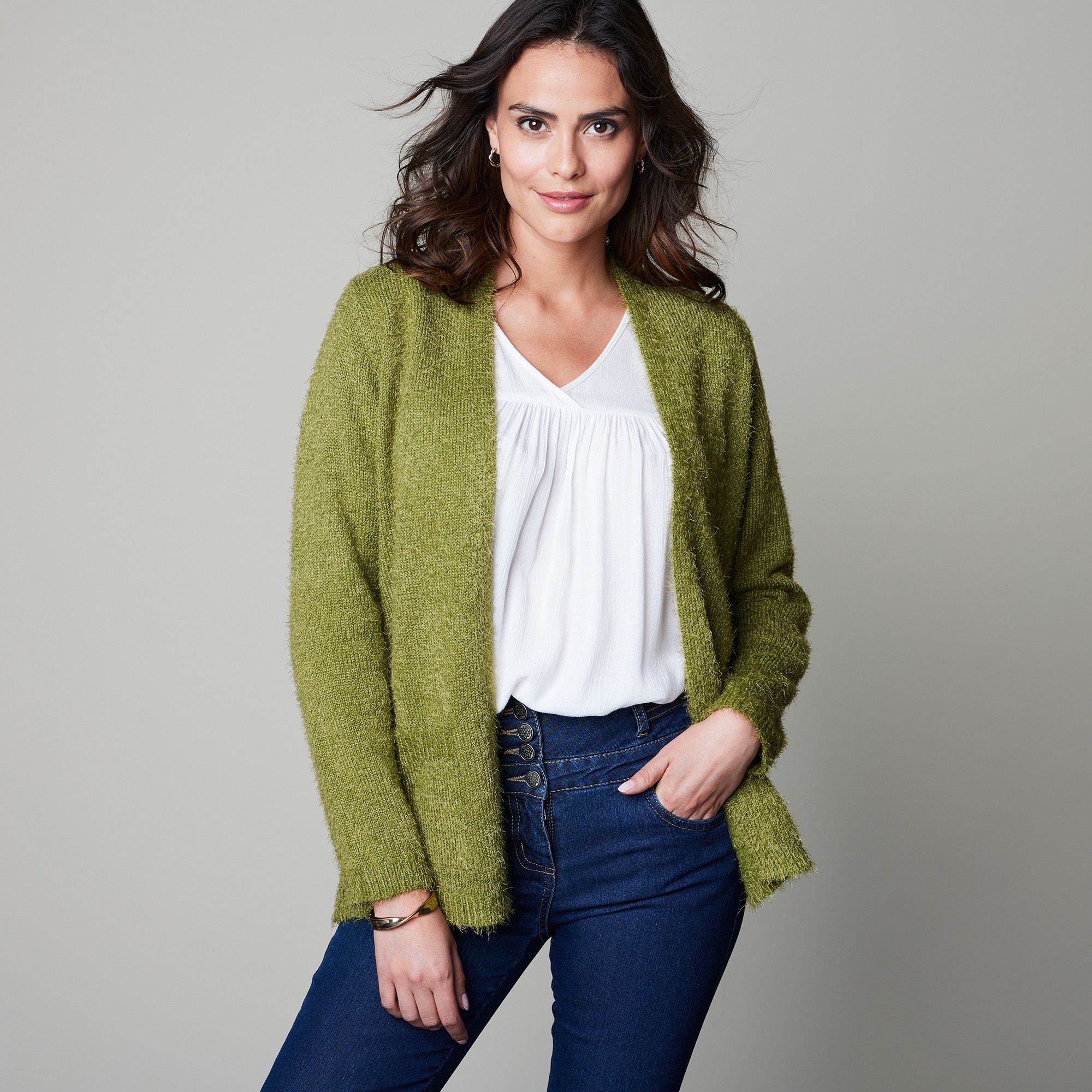 Gilet Long En Maille Poilue - Blancheporte