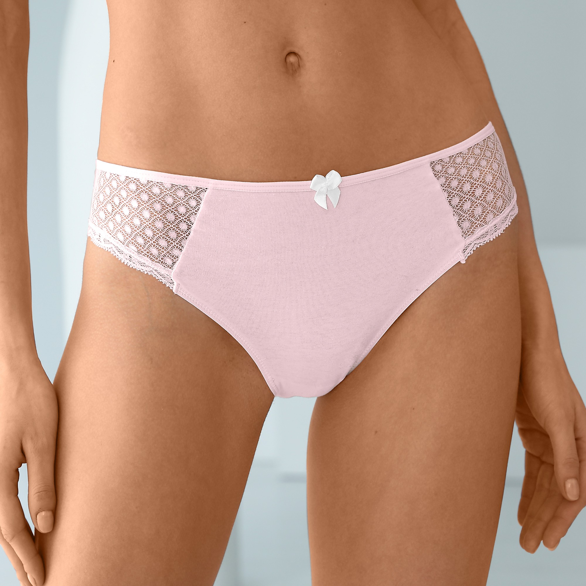 Culotte midi dentelle coton uni Tropea - lot de 4 - 42/44 - Blanc/rose - Confidence Lingerie