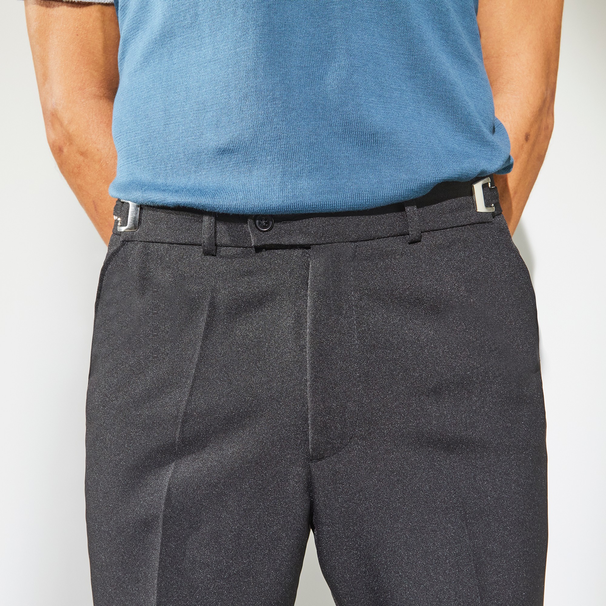 Pantalon taille r glable sans pince polyester gris anthracite