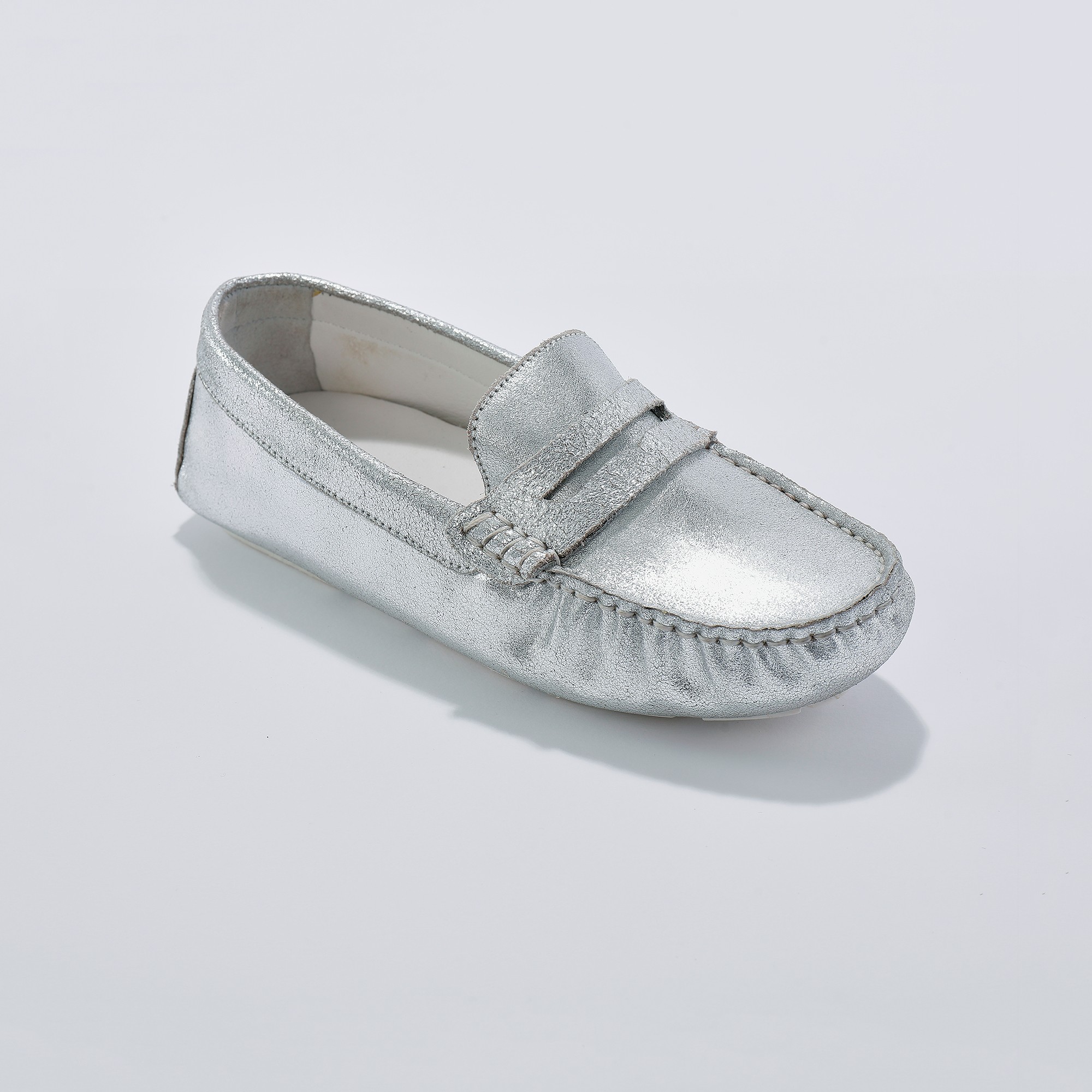 Mocassins En Cuir Lisse - Argenté - Blancheporte