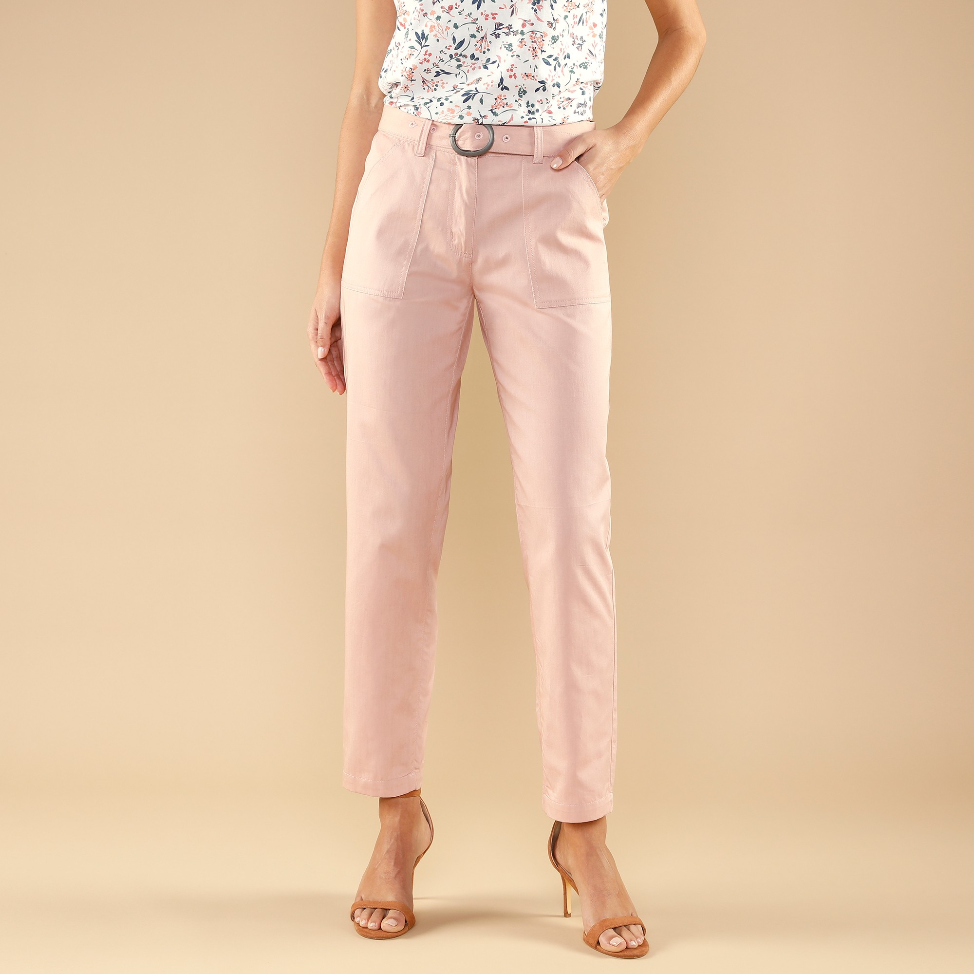 Pantalon Droit Avec Ceinture À Boucle - Blancheporte