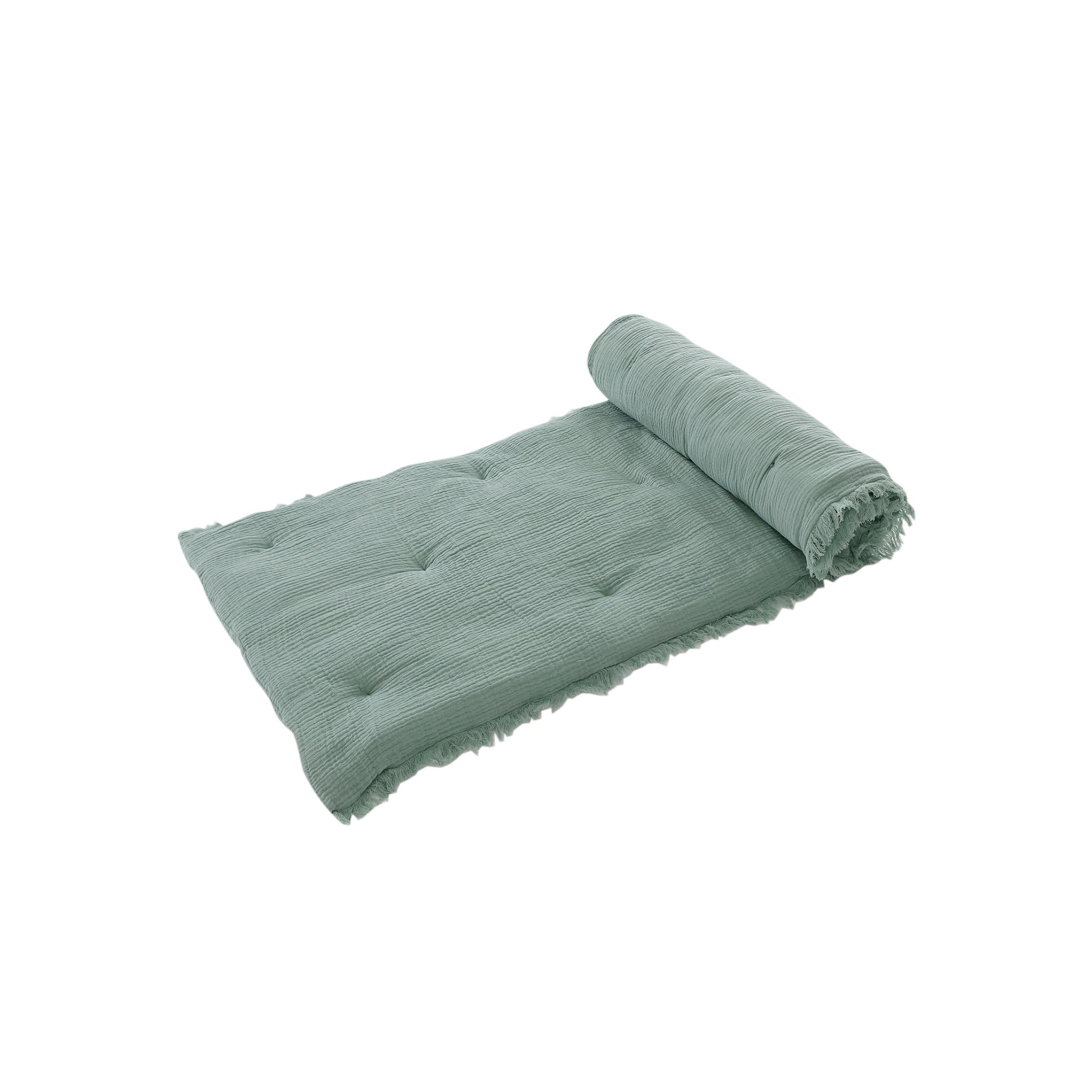 Long coussin de canapé double gaze de coton - Long Coussin : 65x180x3 Cm - Vert - Colombine