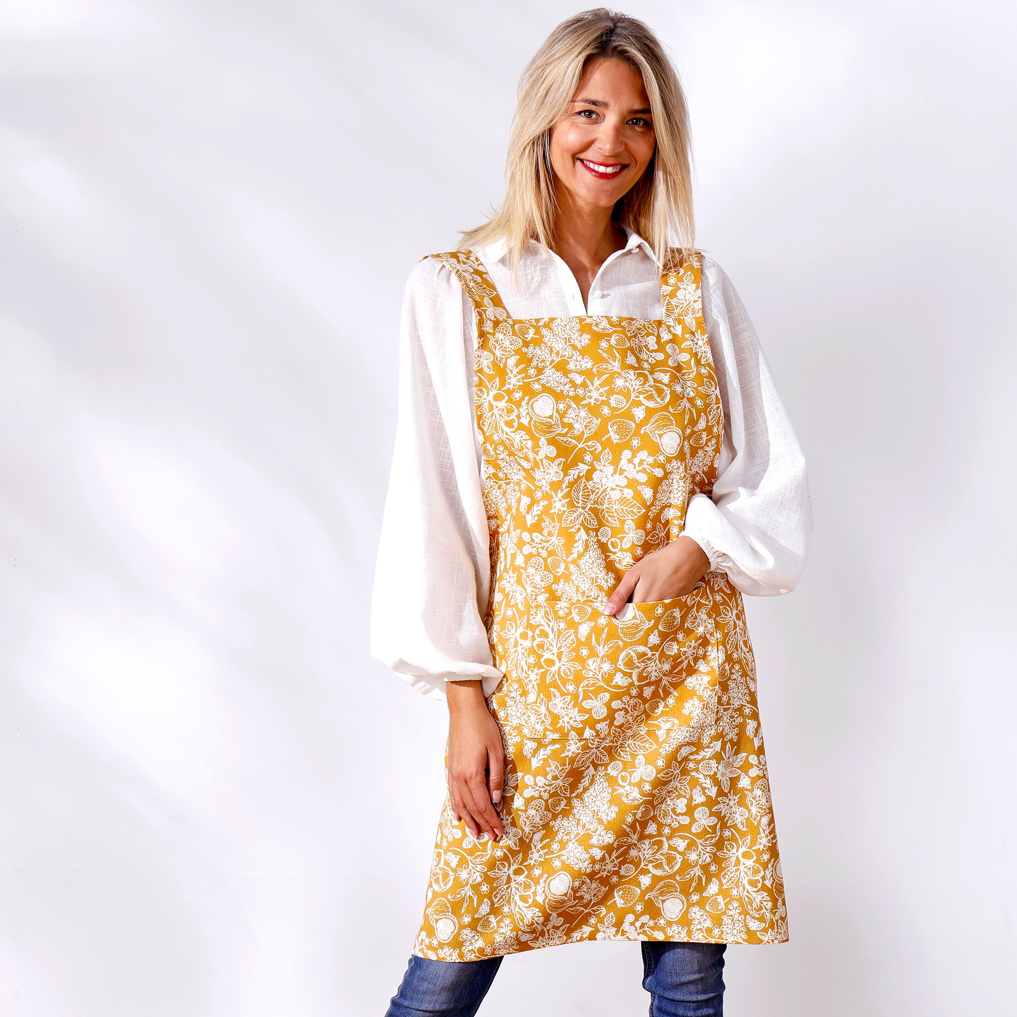 Tablier De Cuisine Motif Floral, Forme Japonaise - Blancheporte