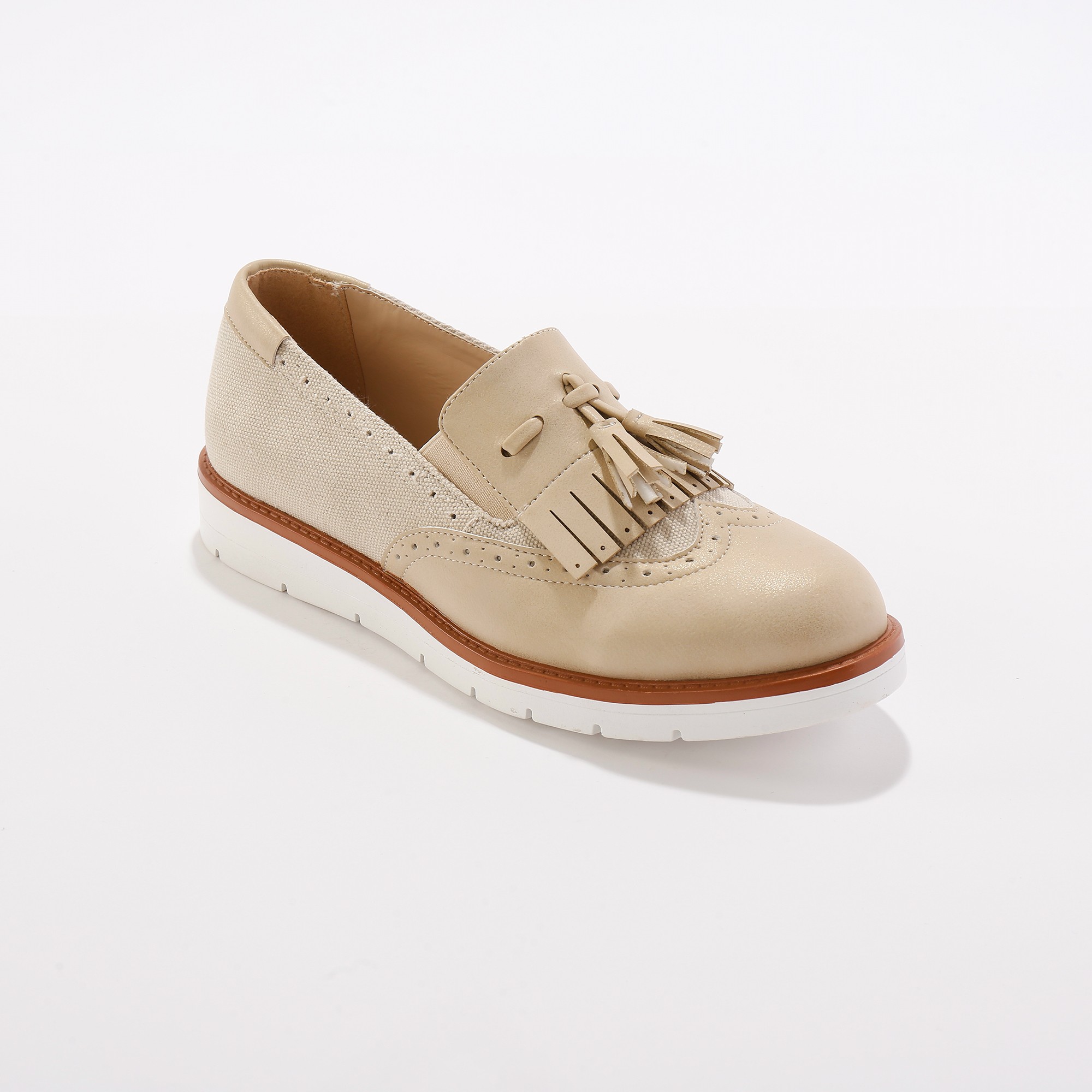 Slippers Compensés À Franges Et Glands, Textile Et Synthétique - Blancheporte