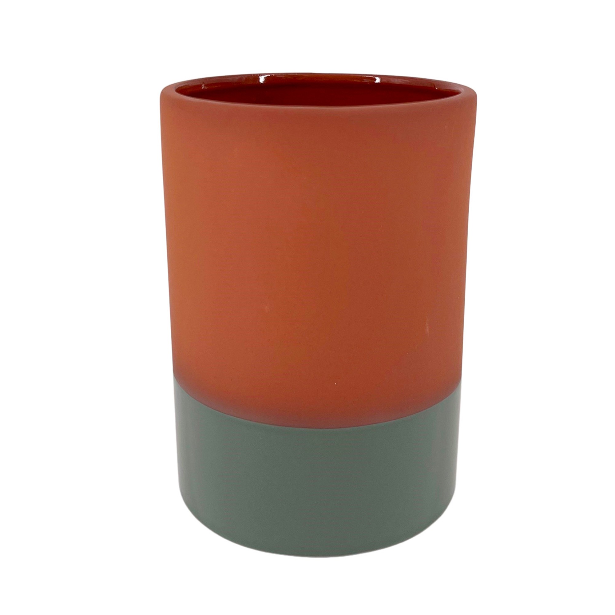 Vase Cylindrique En Céramique, Bicolore - Hauteur 17 Cm - Blancheporte