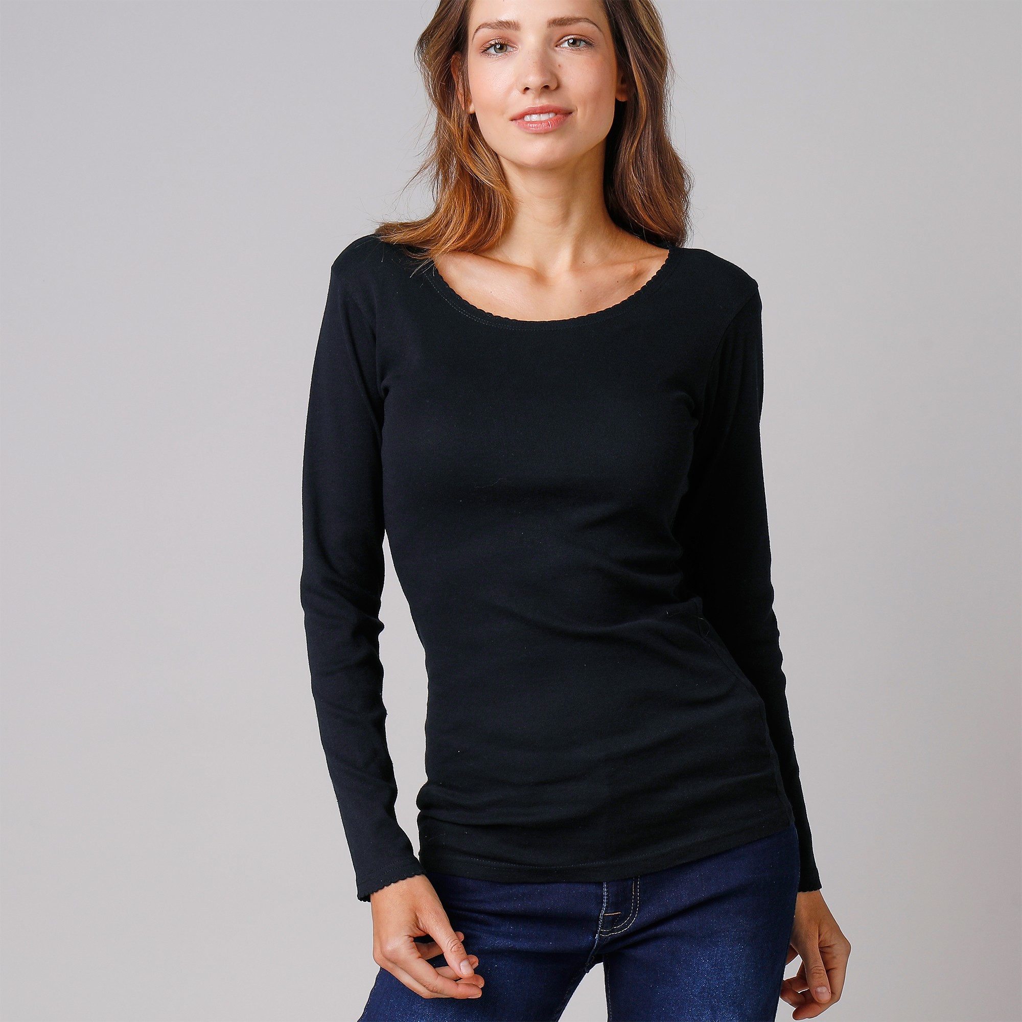 Shirt manches longues top femme blancheporte