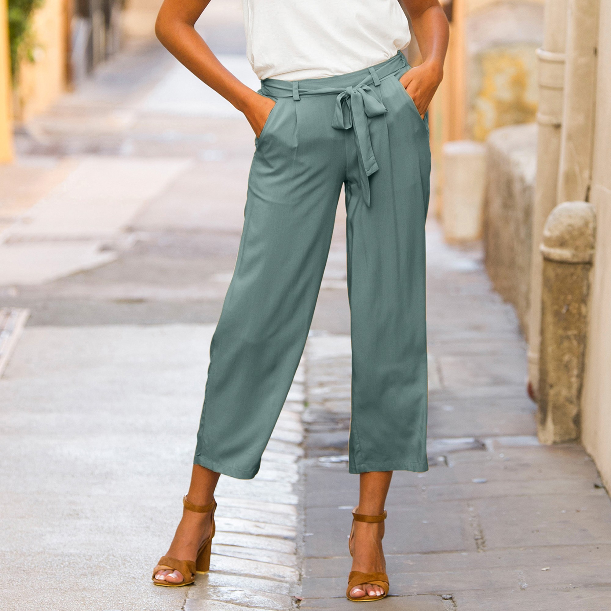 Pantalon Raccourci Fluide Uni - Blancheporte