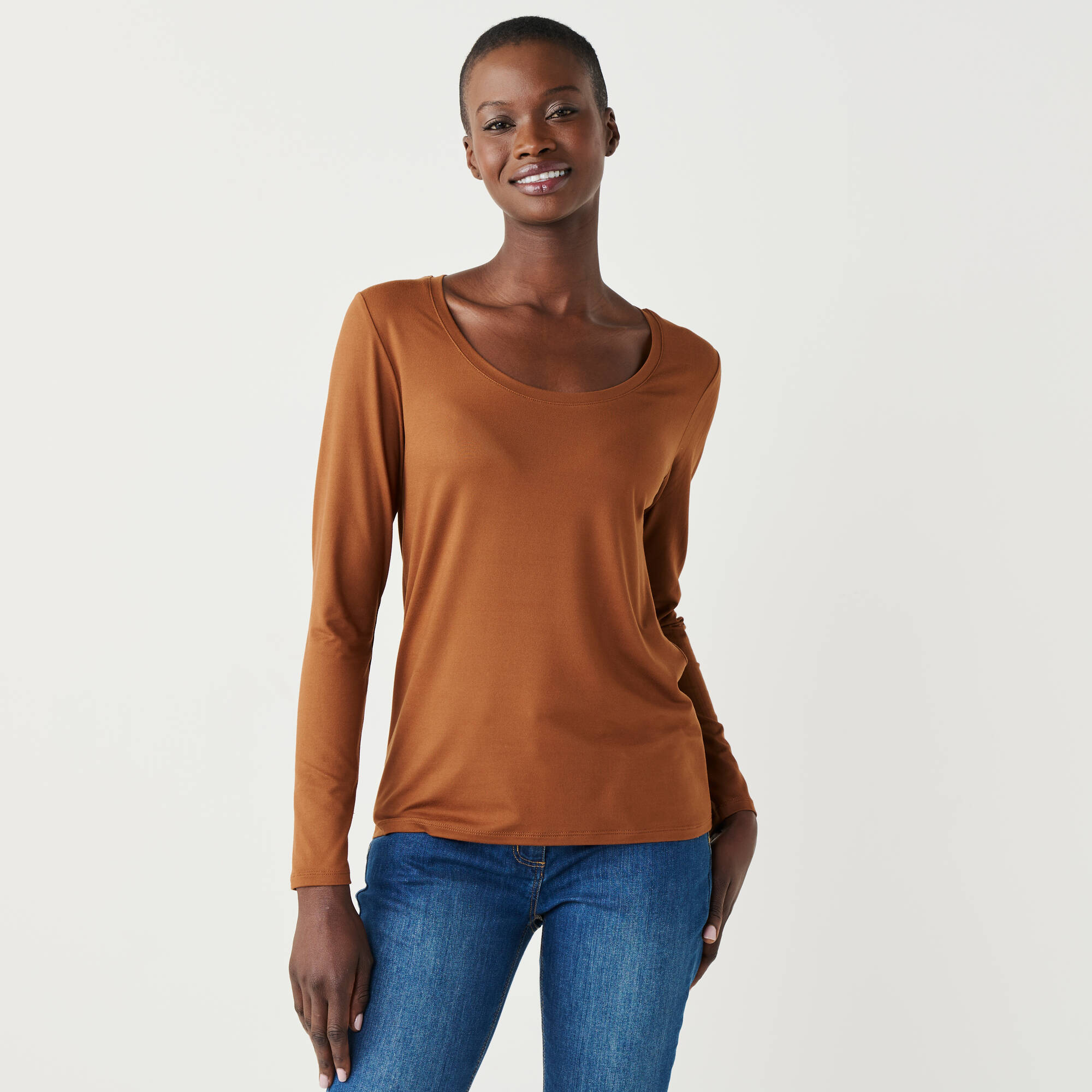 T-shirt col rond uni maille douce - Blancheporte 20 €