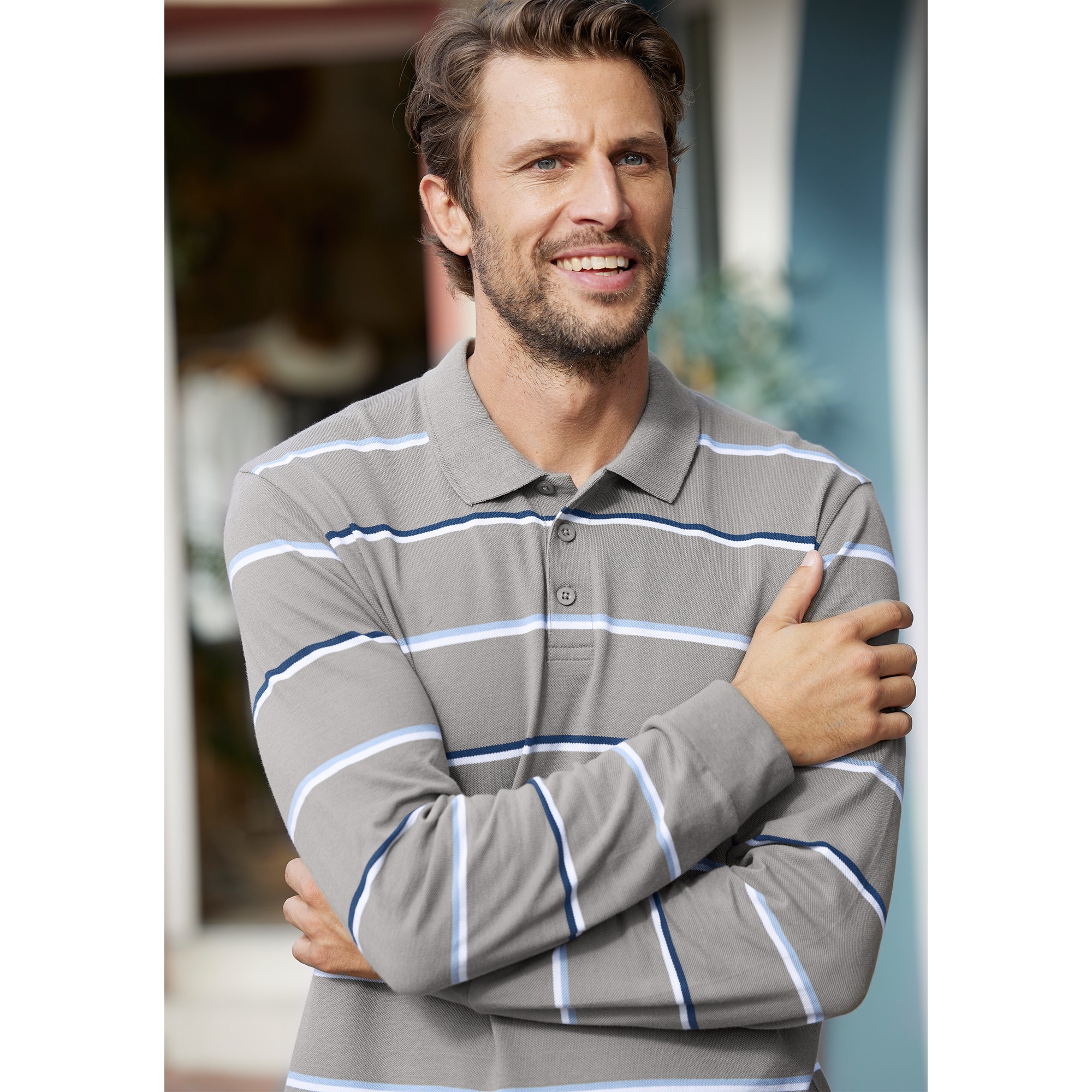 Polo Rayé Maille Piquée Chinée Manches Longues - Blancheporte