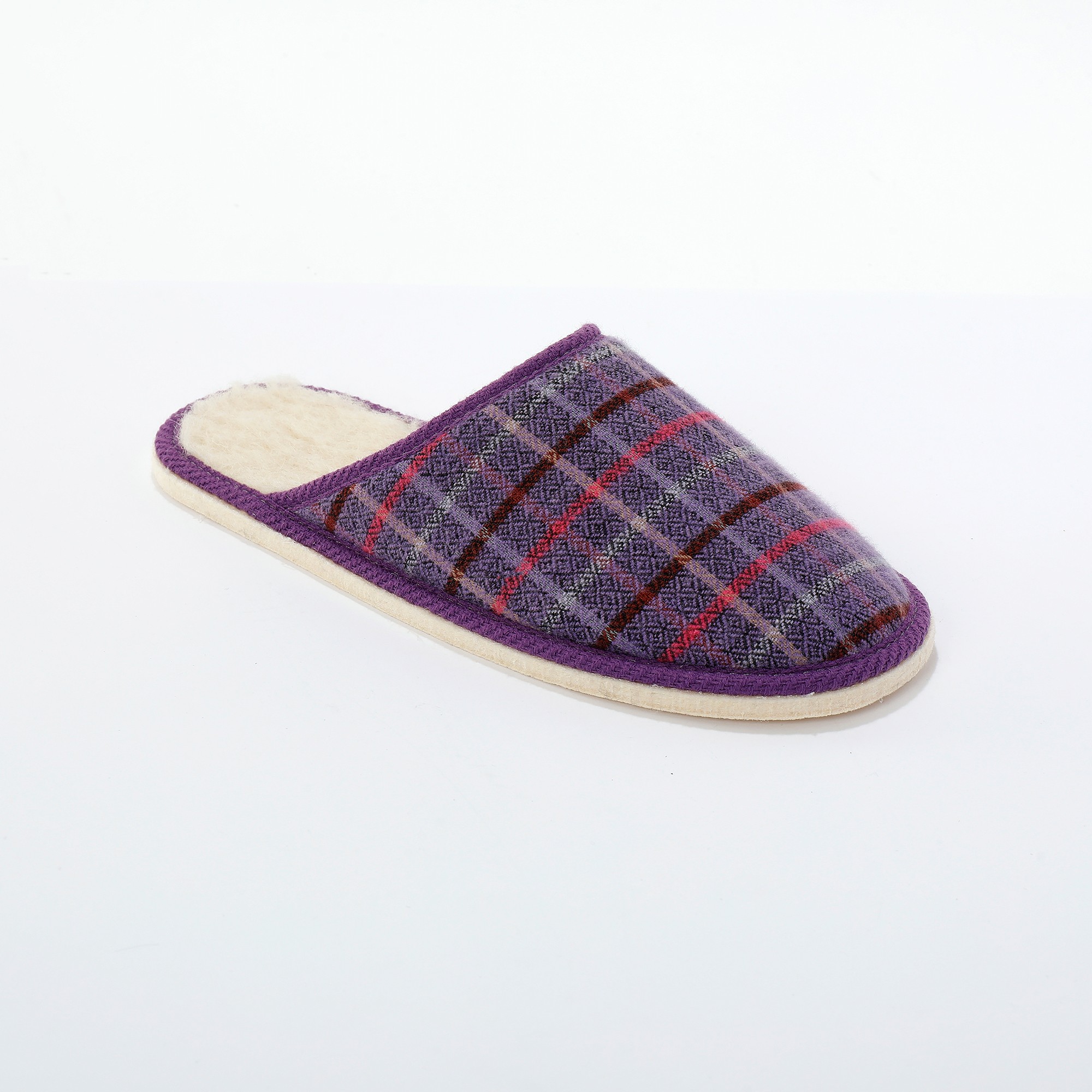 Chaussons Mules Plates Silencieuses - Imprimé Carreaux - Blancheporte