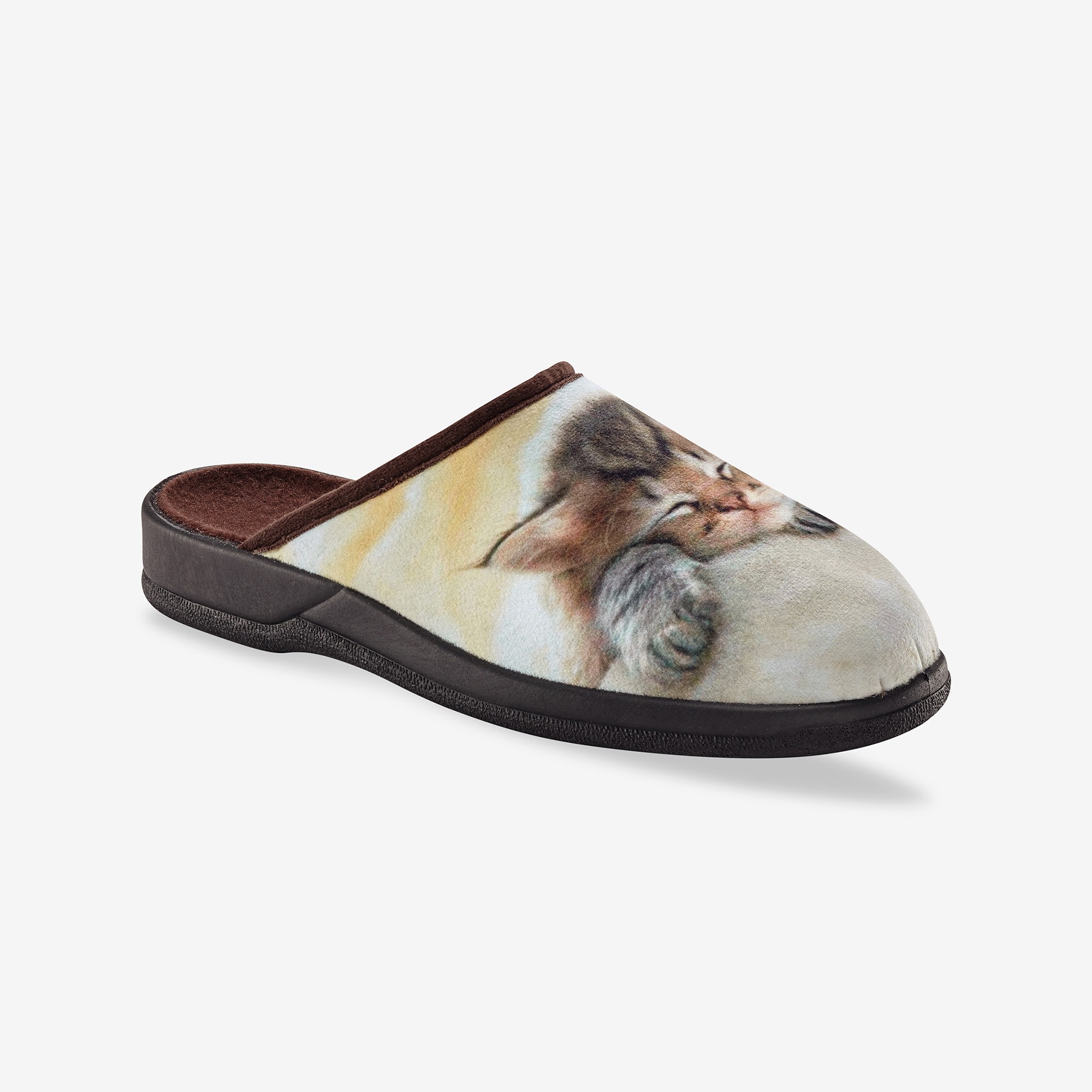 Mules Impression Photo Chaton Endormi - Blancheporte