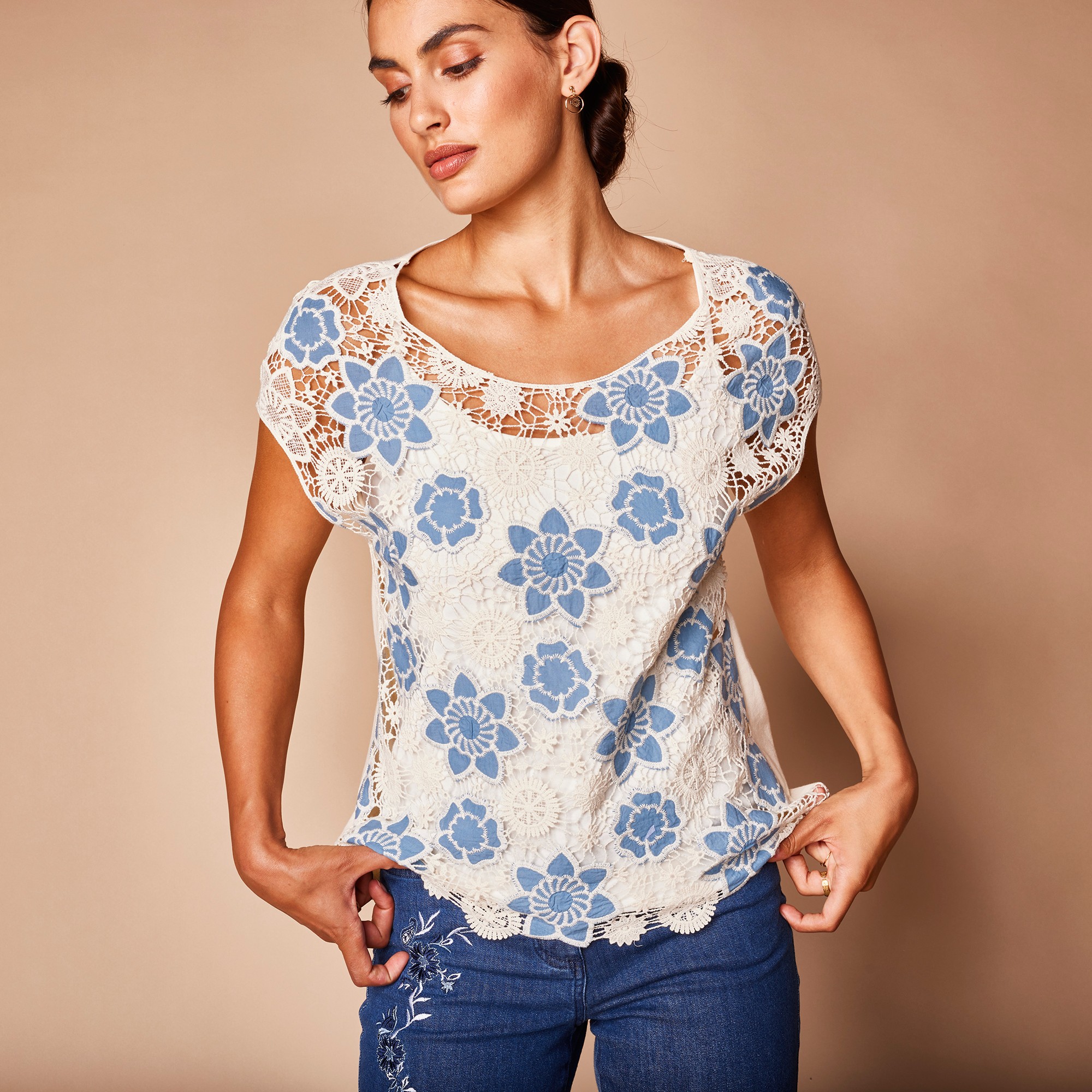 T-shirt Macramé Manches Courtes - Lora Zellini