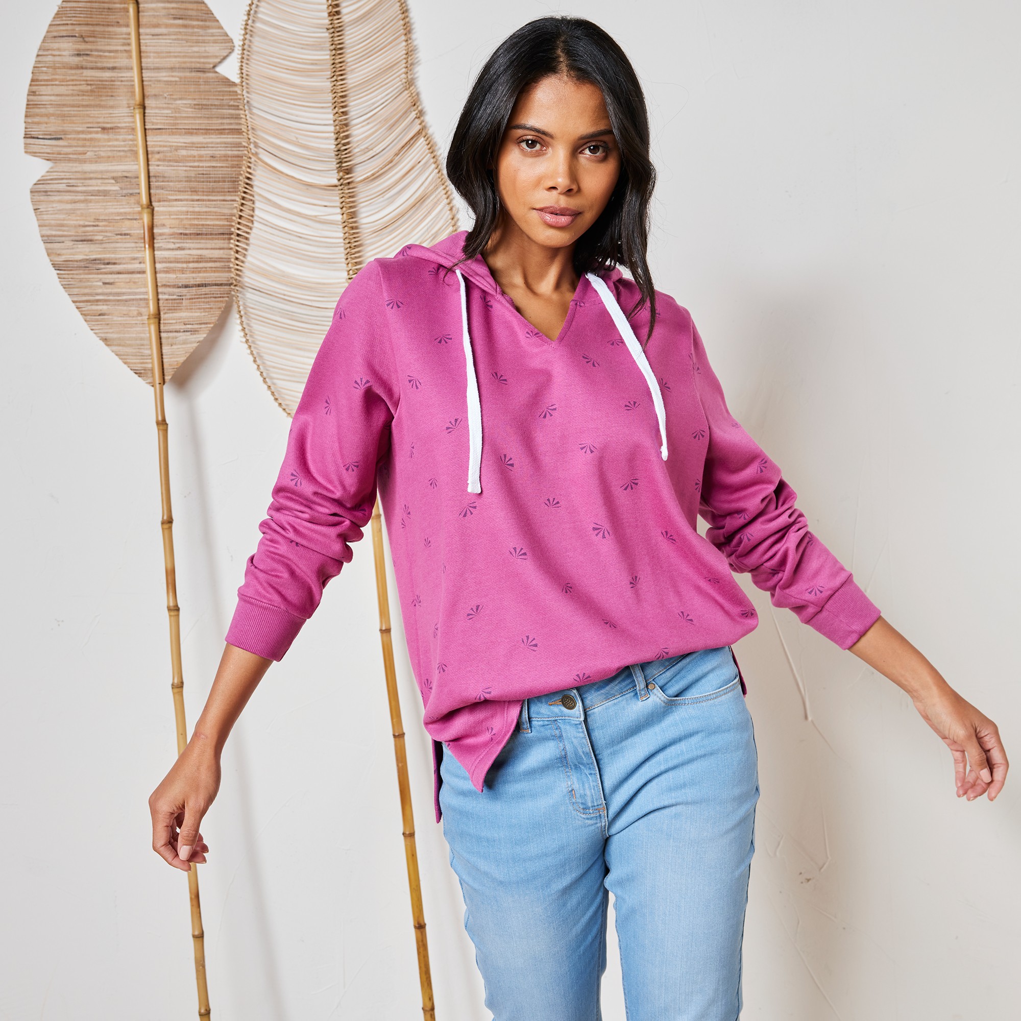 Sweat Imprimé Avec Capuche En Molleton - Blancheporte