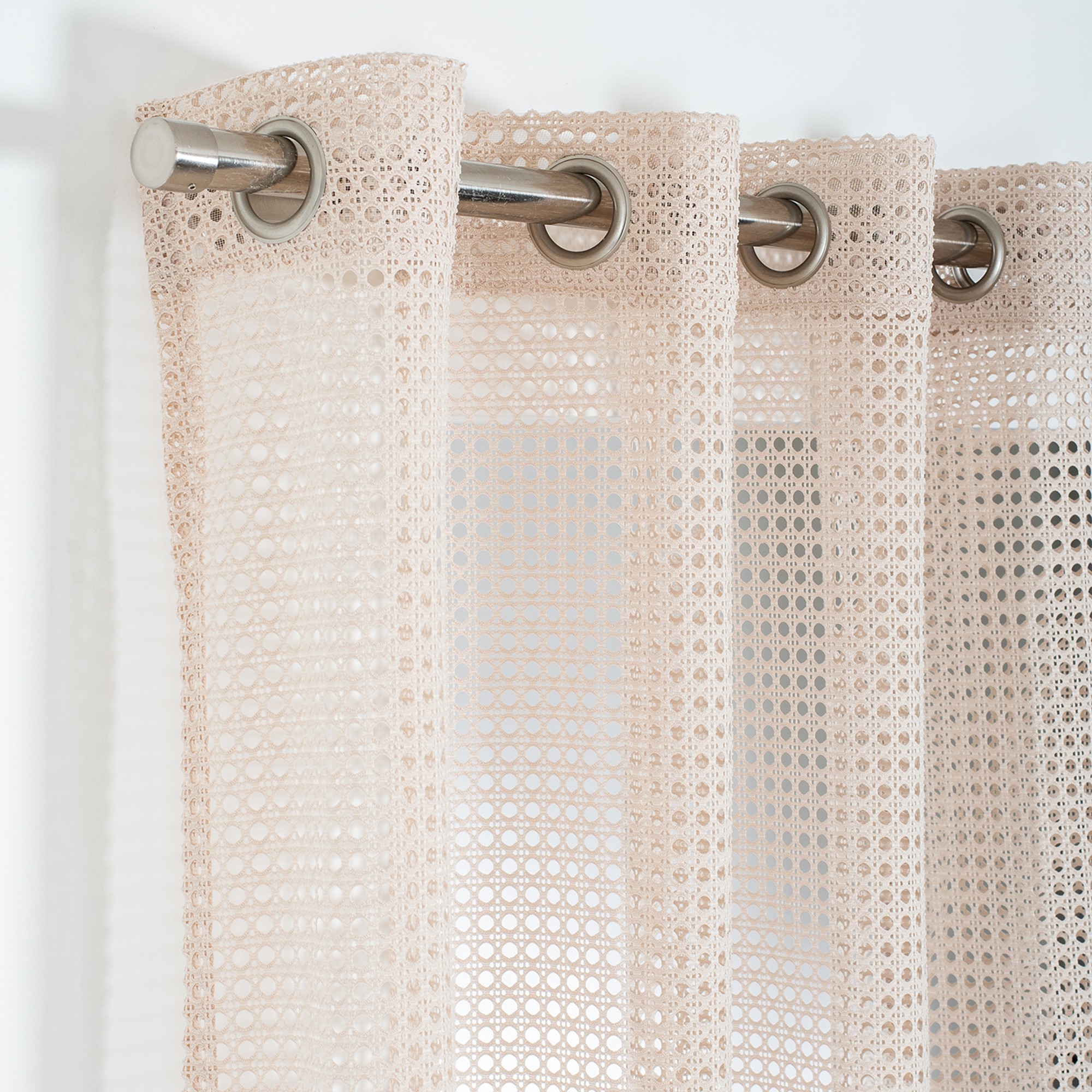 Rideau Panneau Brodé Effet Cannage - Blancheporte