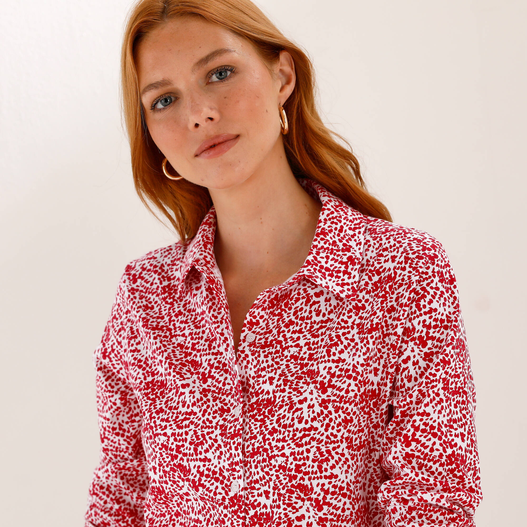 T-shirt boutonn imprim manches longues forme tunique - Blancheporte 14 €