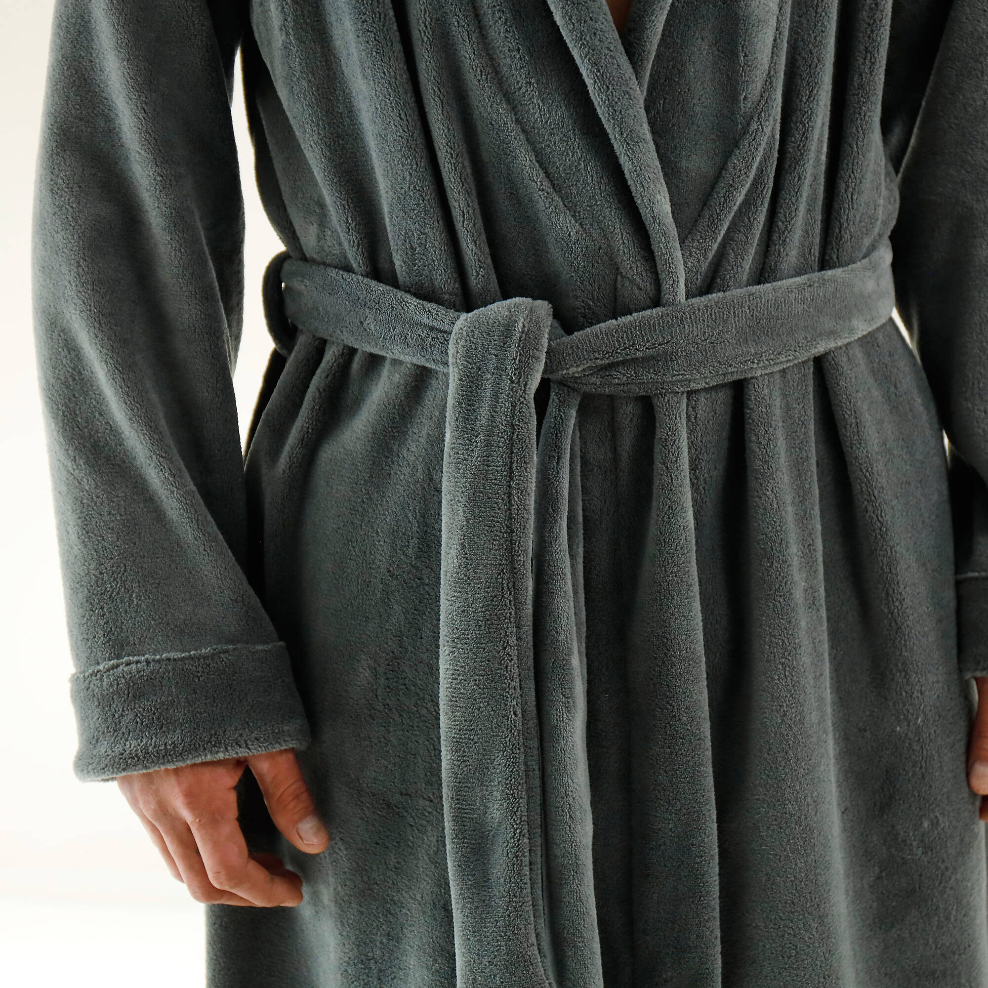 Robe de chambre toucher peluche anthracite Blancheporte