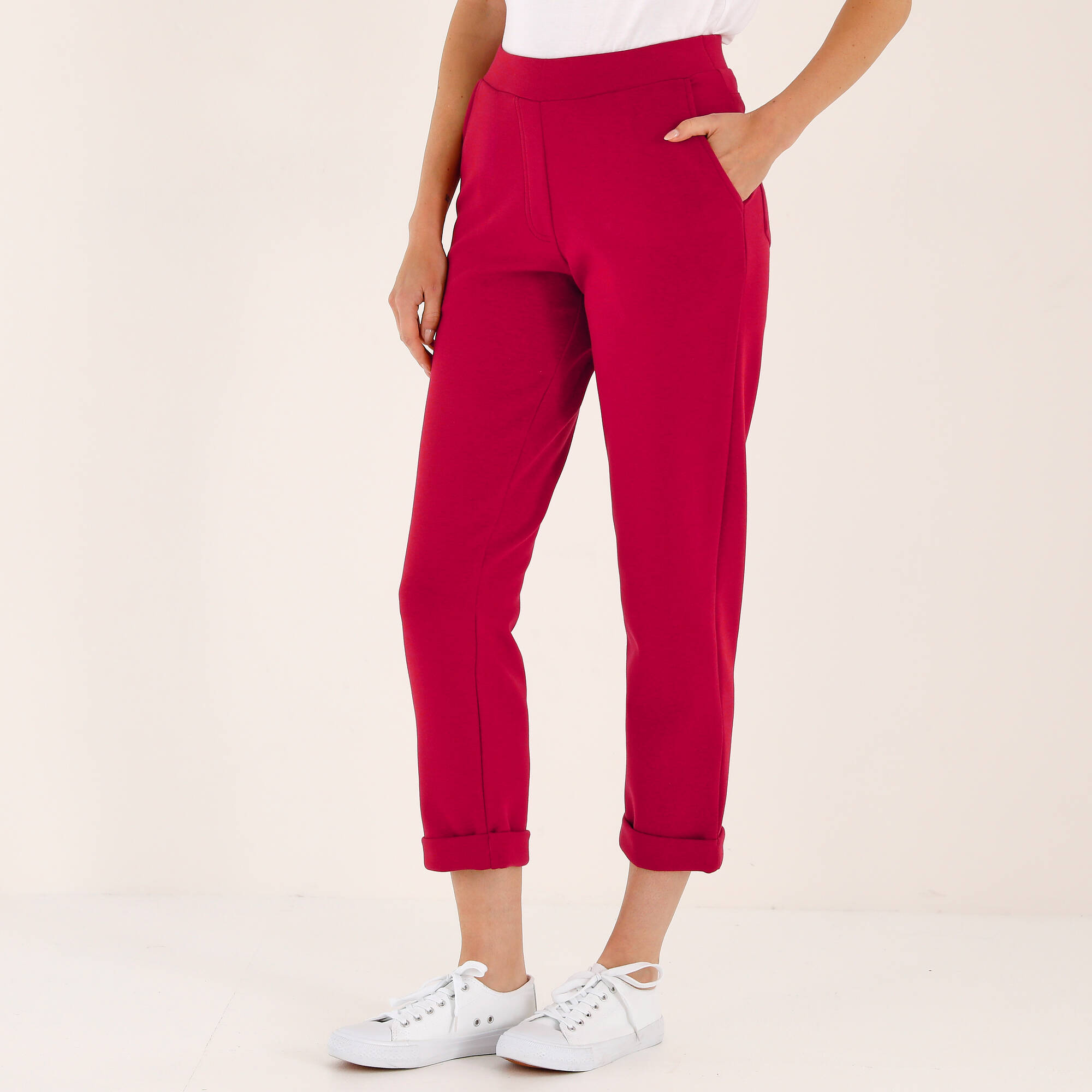 Pantalon 7/8ème à revers, en maille confort - Blancheporte