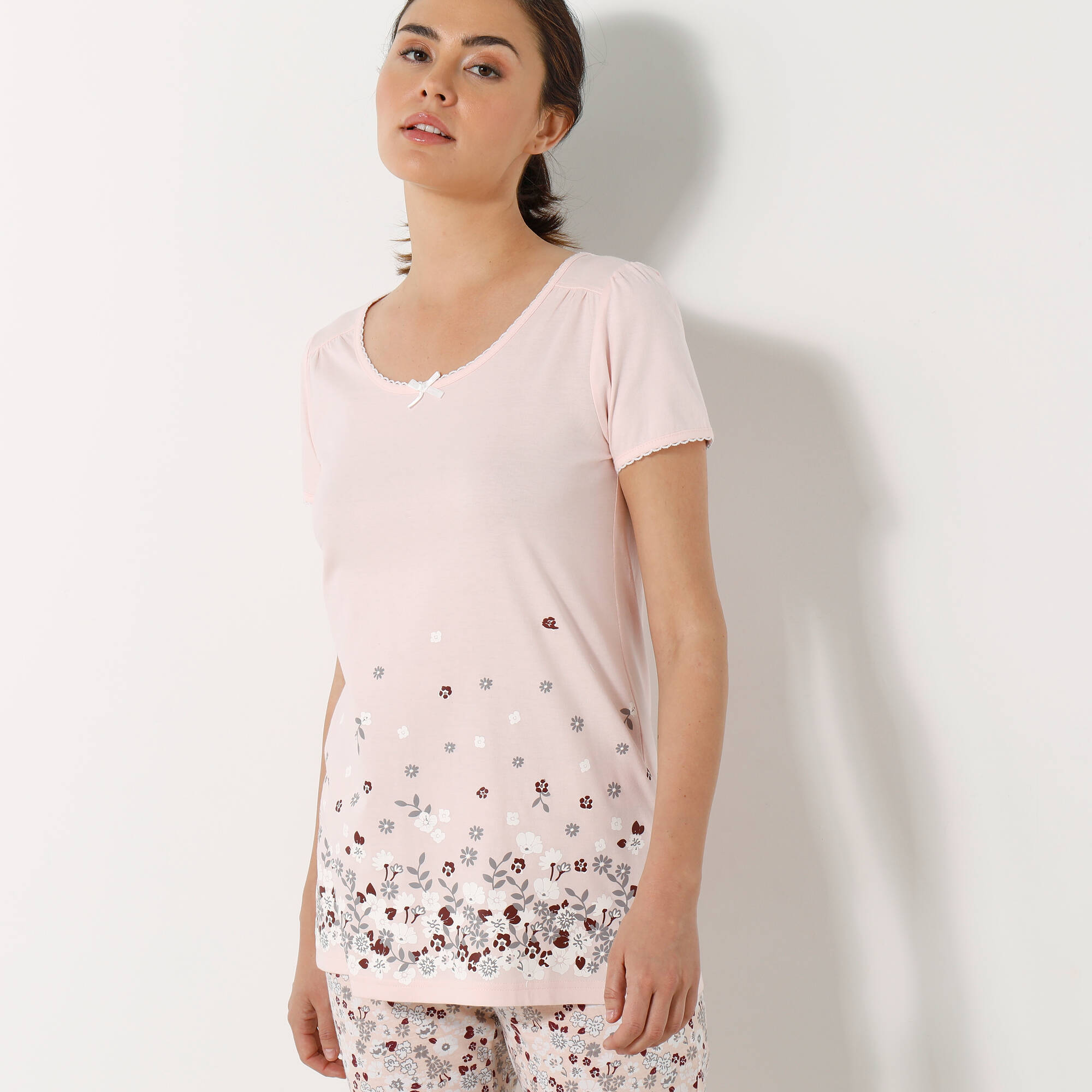T-shirt imprimé fleurs - manches courtes - Blancheporte