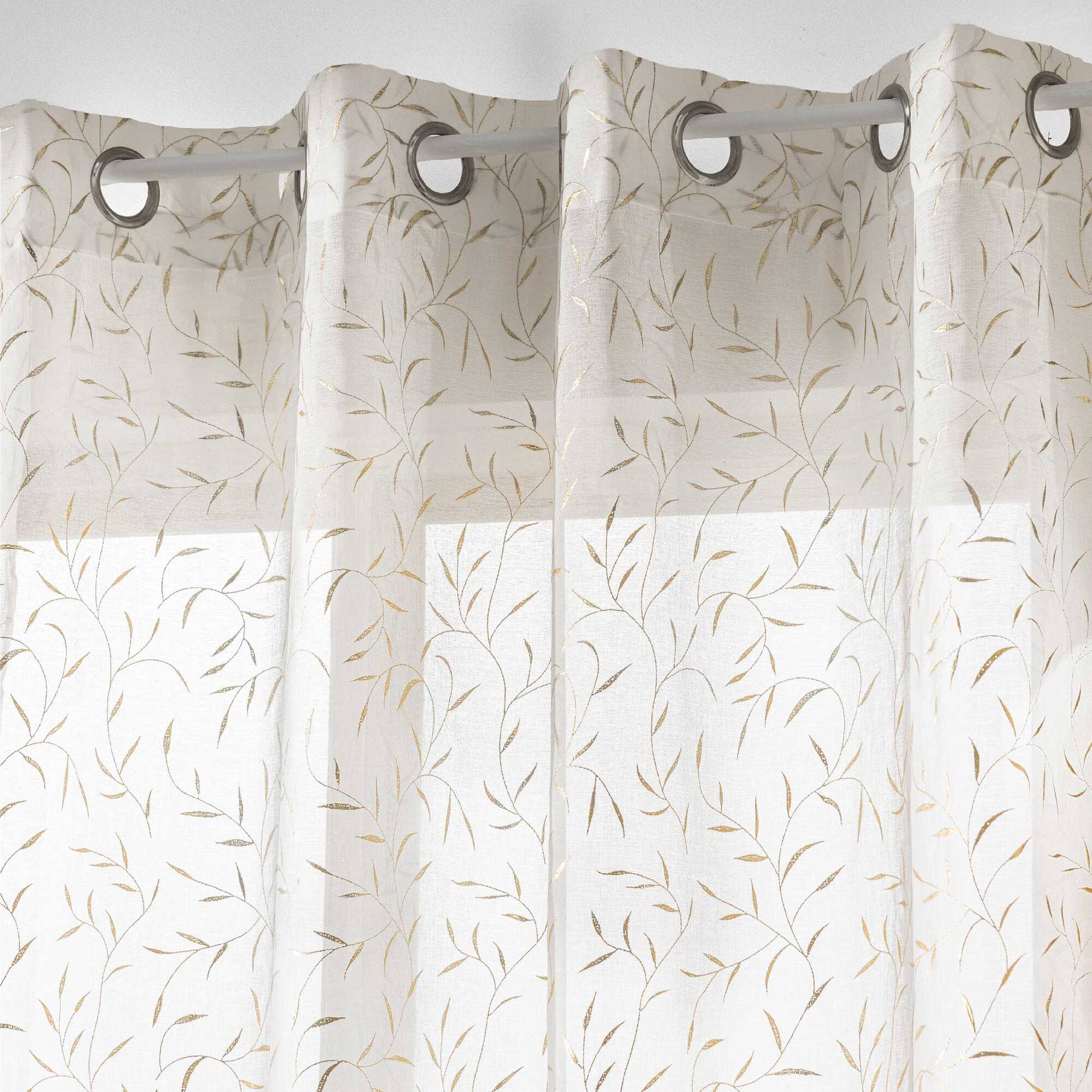 Voilage motif feuillage doré - Blancheporte