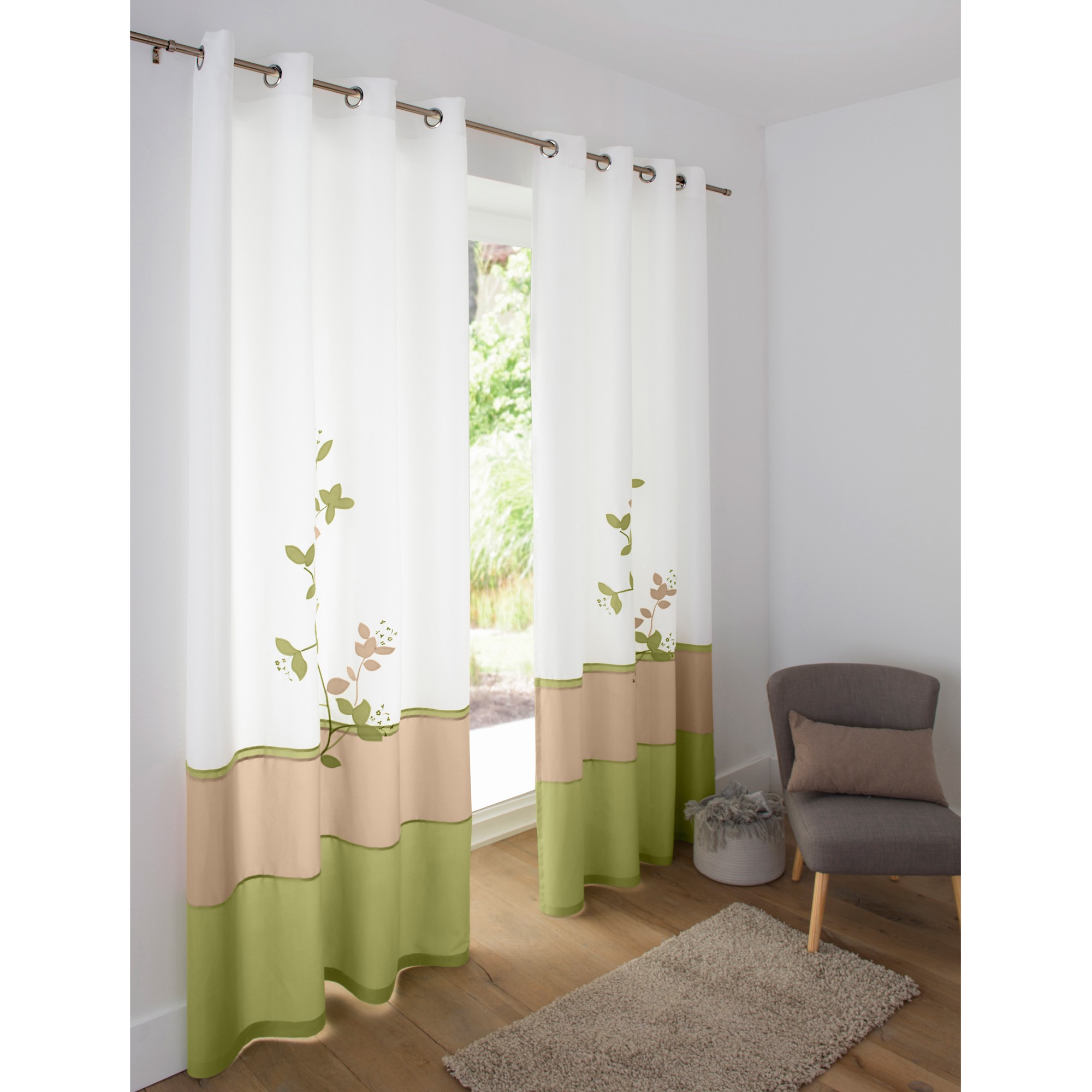Rideau Panneau Voile Motif Orchidée Finition Oeillets - Blancheporte