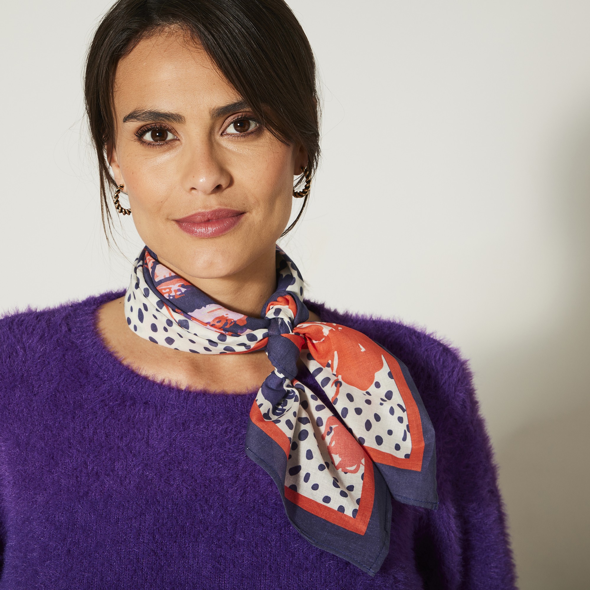 Foulard Confectionné En France Imprime? Papillon 70 X 70 Cm - Coton - Blancheporte