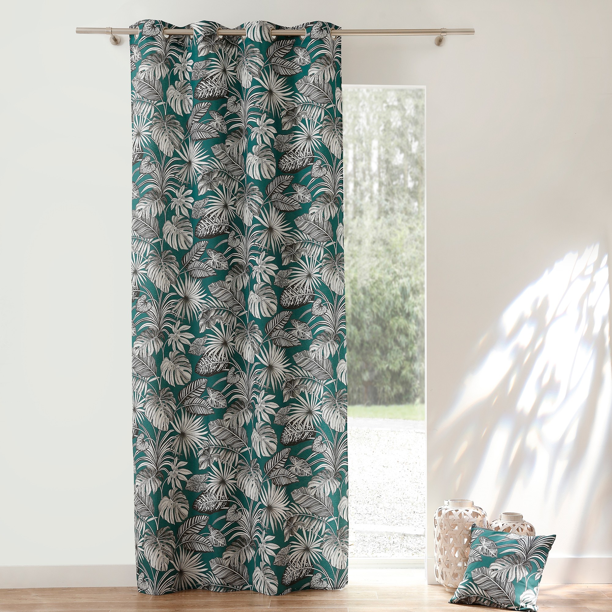 Rideau Oeillets Tamisant Imprimé Tropical - Blancheporte