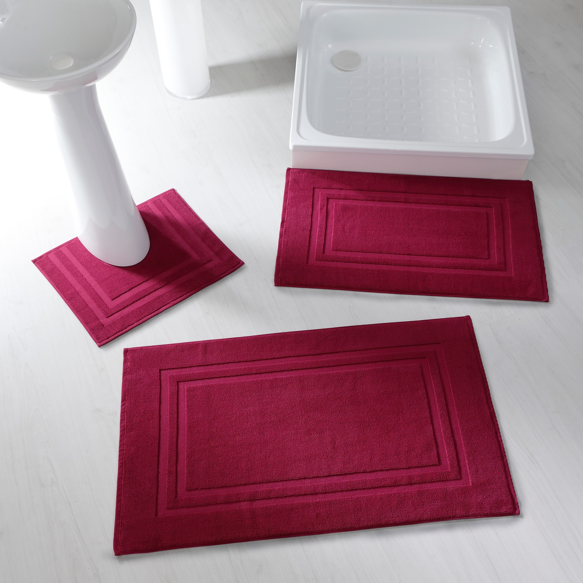 Tapis de bain éponge double liteau - Contour : 50x40cm - Violet - Colombine