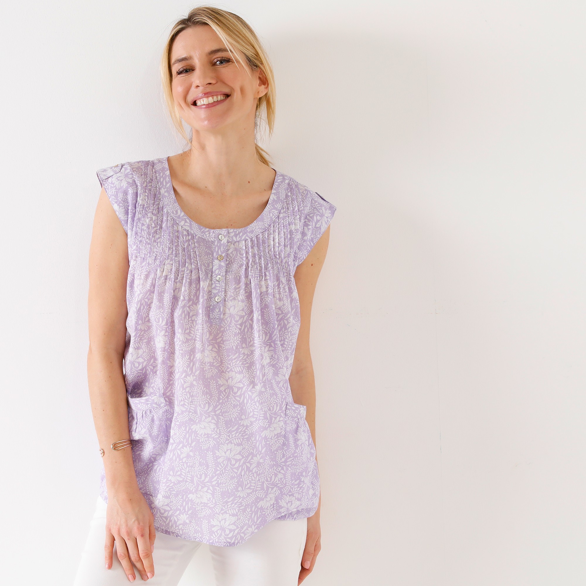 Tunique Imprimée Bicolore, Voile - Blancheporte