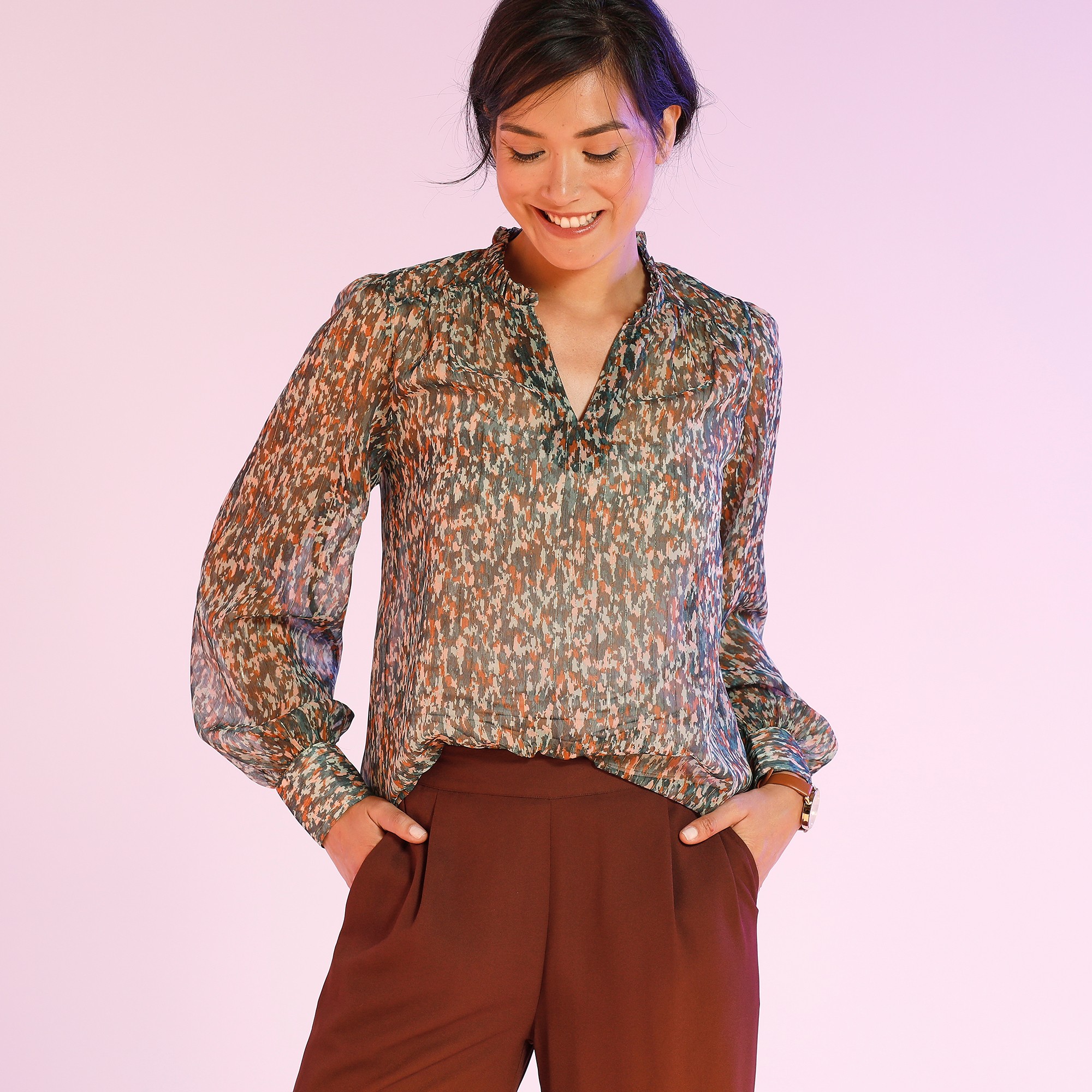 Blouse En Voile Imprime? Avec Fils Lurex® - Blancheporte