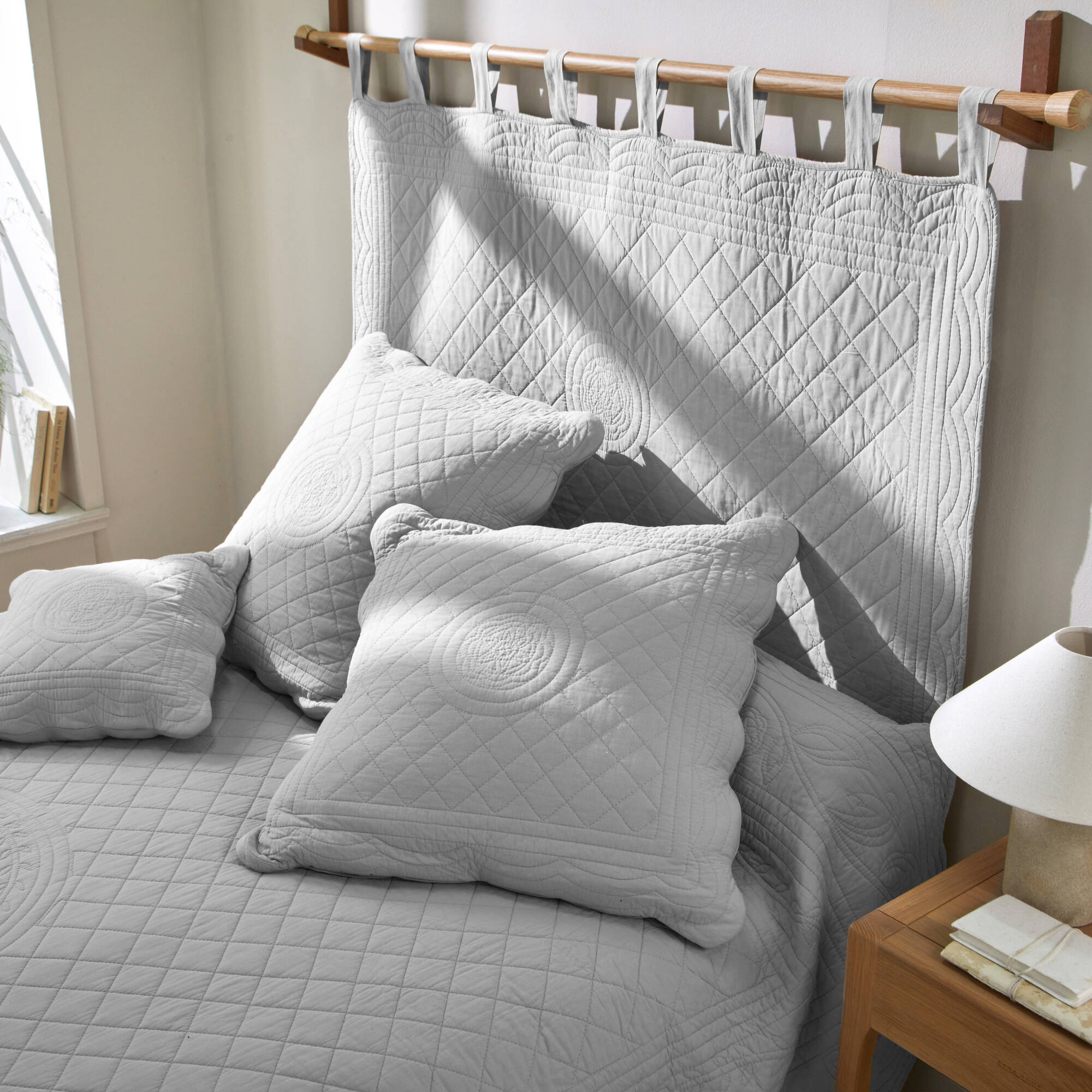 Tête de lit unie coton style boutis Cassandre - Blancheporte