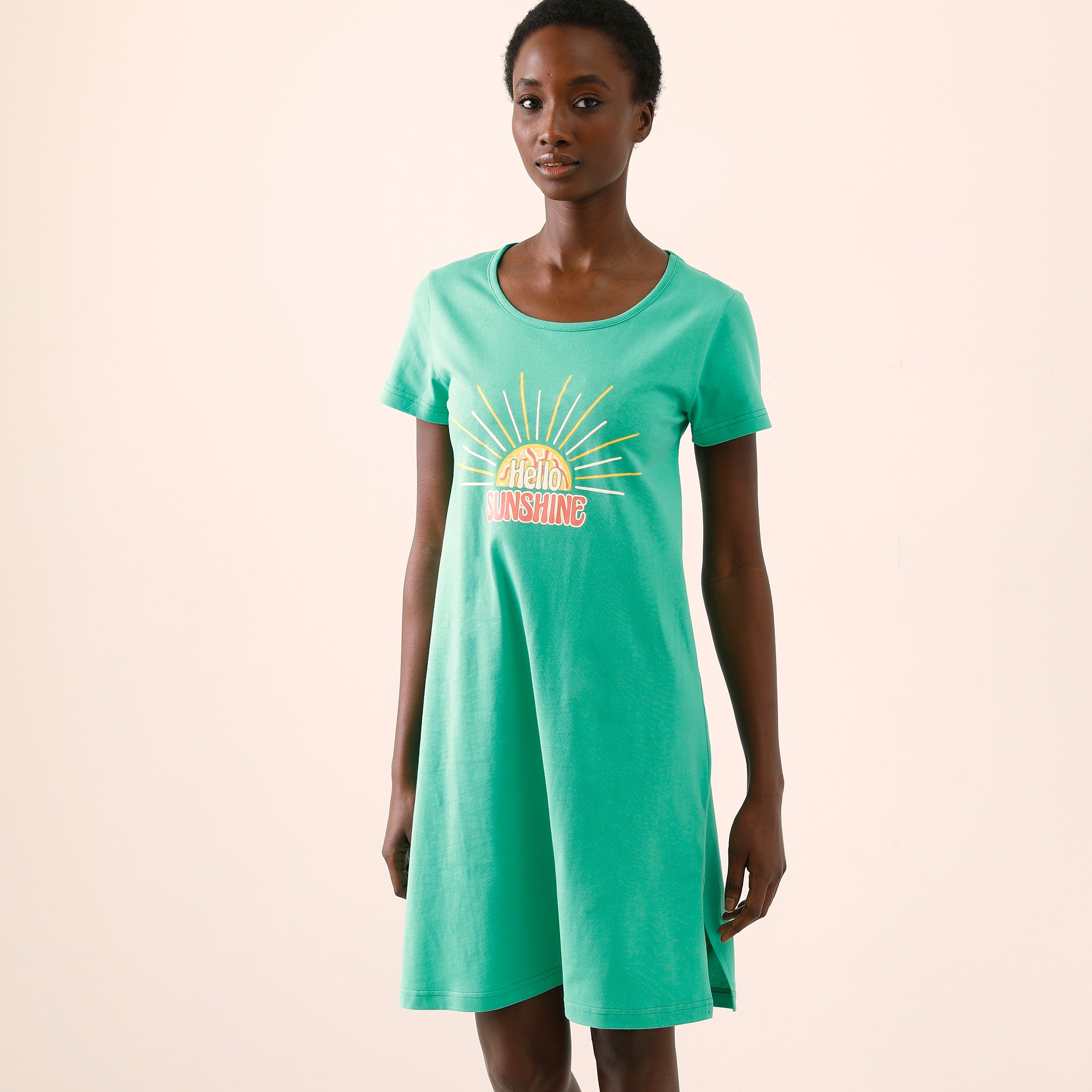 Chemise De Nuit Courtes Manches Courtes Imprimé Soleil - Blancheporte